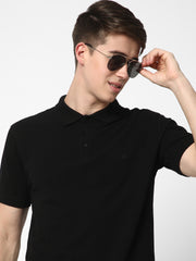 Cotstyle Cotton Fabrics Polo Short Length Plain Half Sleeve Casual & Daily Wear Men's T Shirts - Pack of 1 - Black Colour