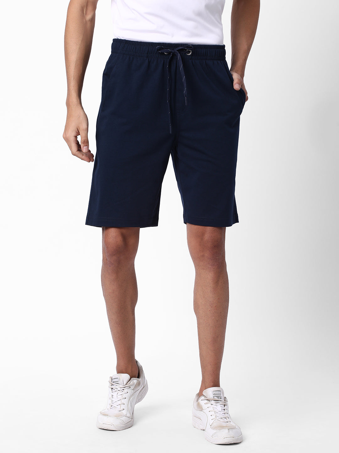 Cotstyle Men's Super Combed Cotton Regular Fit Solid Shorts with Side Pockets - Navy, Style no.SH902