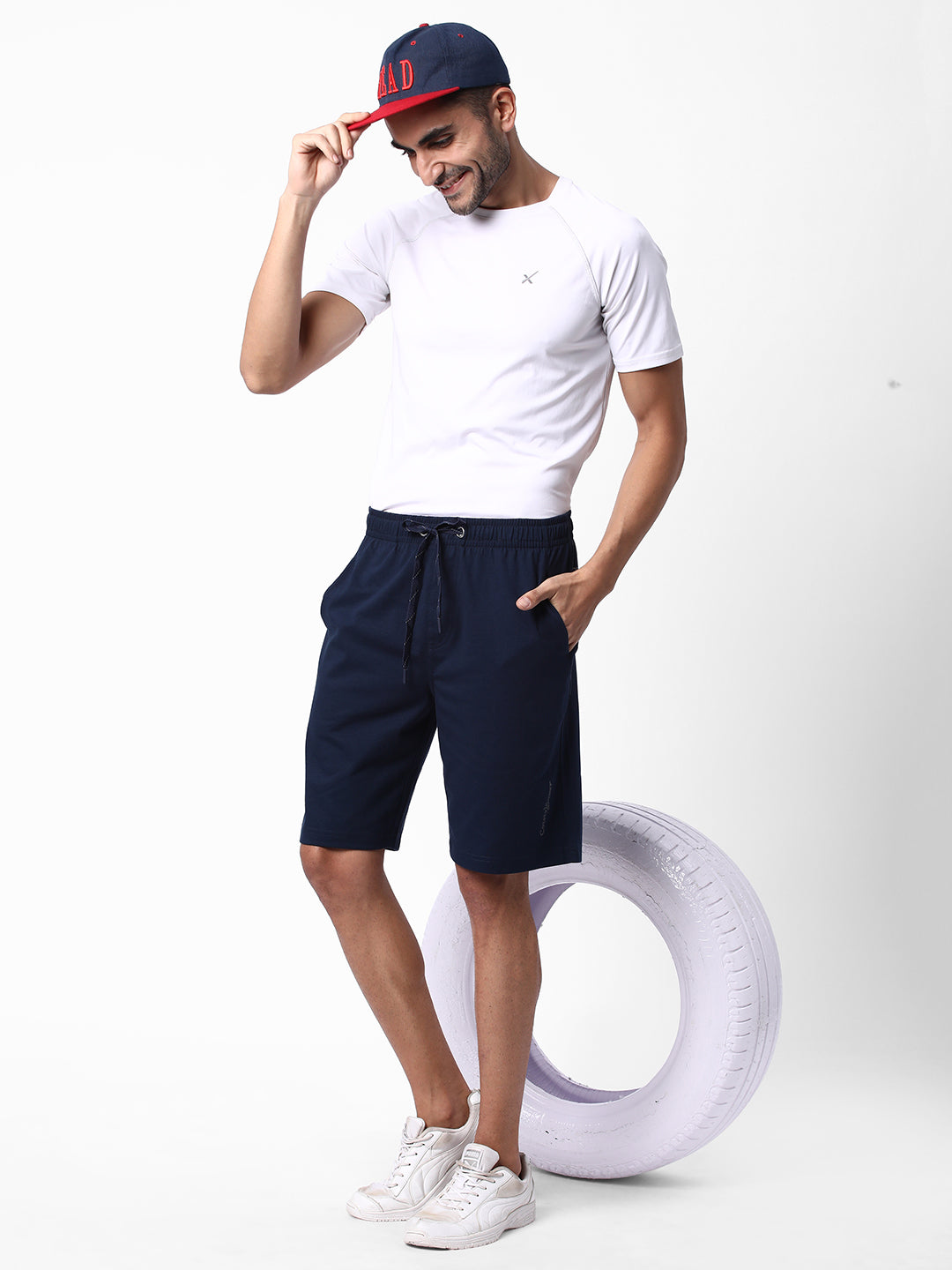 Cotstyle Men's Super Combed Cotton Regular Fit Solid Shorts with Side Pockets - Navy, Style no.SH902