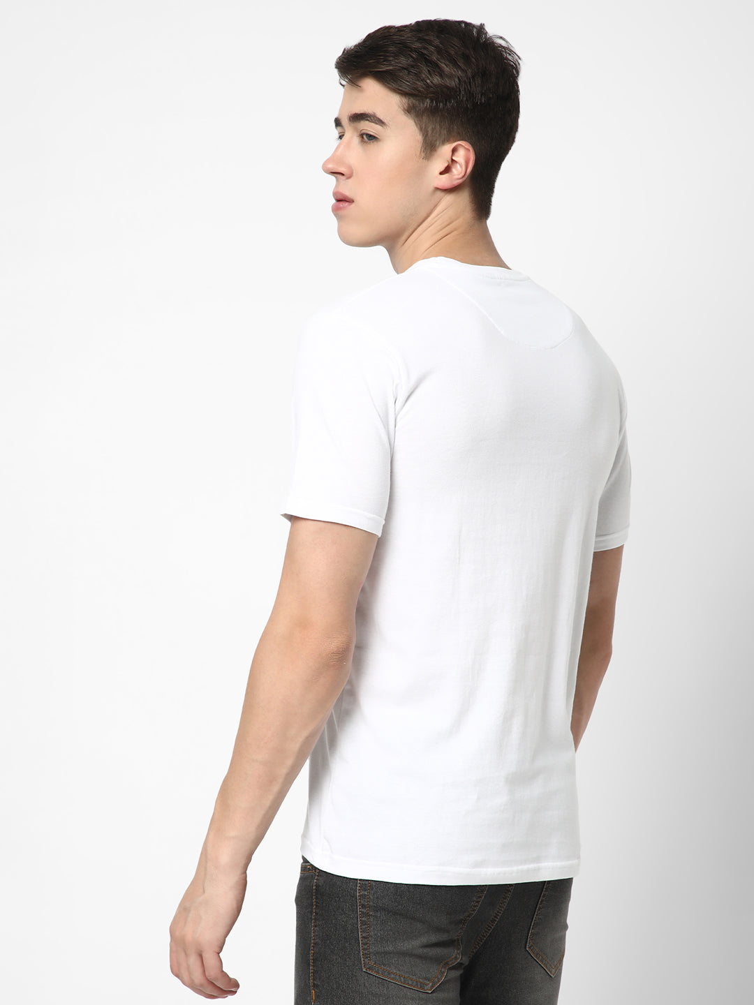 White round neck t shirt mens hotsell