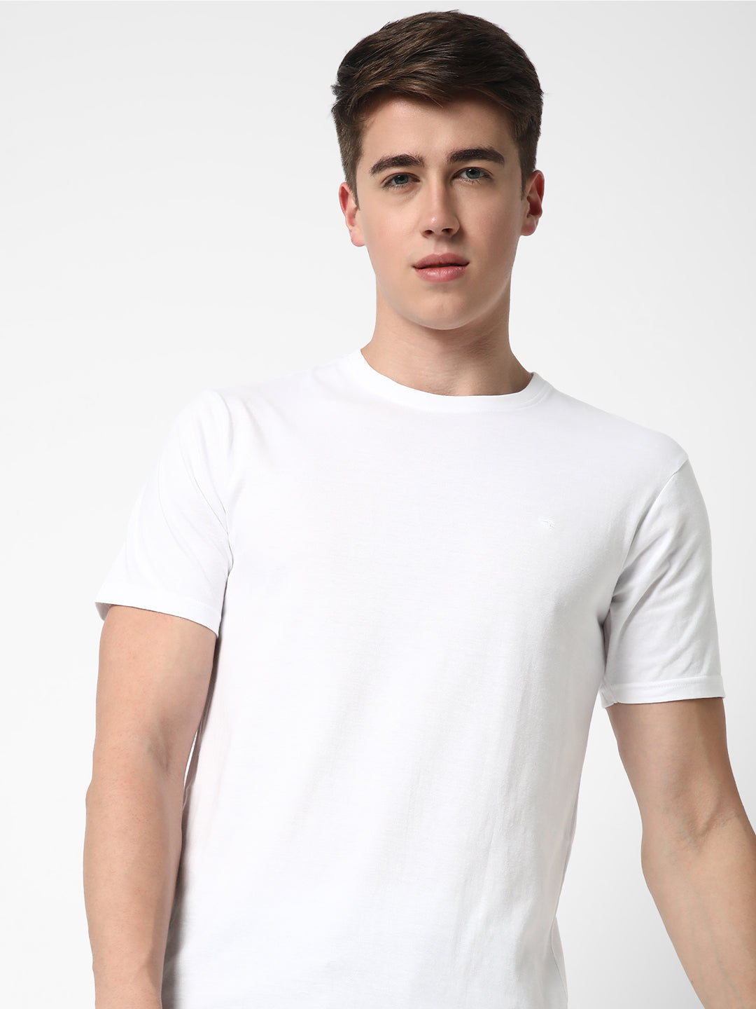 Cotstyle Cotton Fabrics Round Neck Short Length Plain Half Sleeve Casual & Daily Wear Men's T-Shirts -  Pack of 1 - White