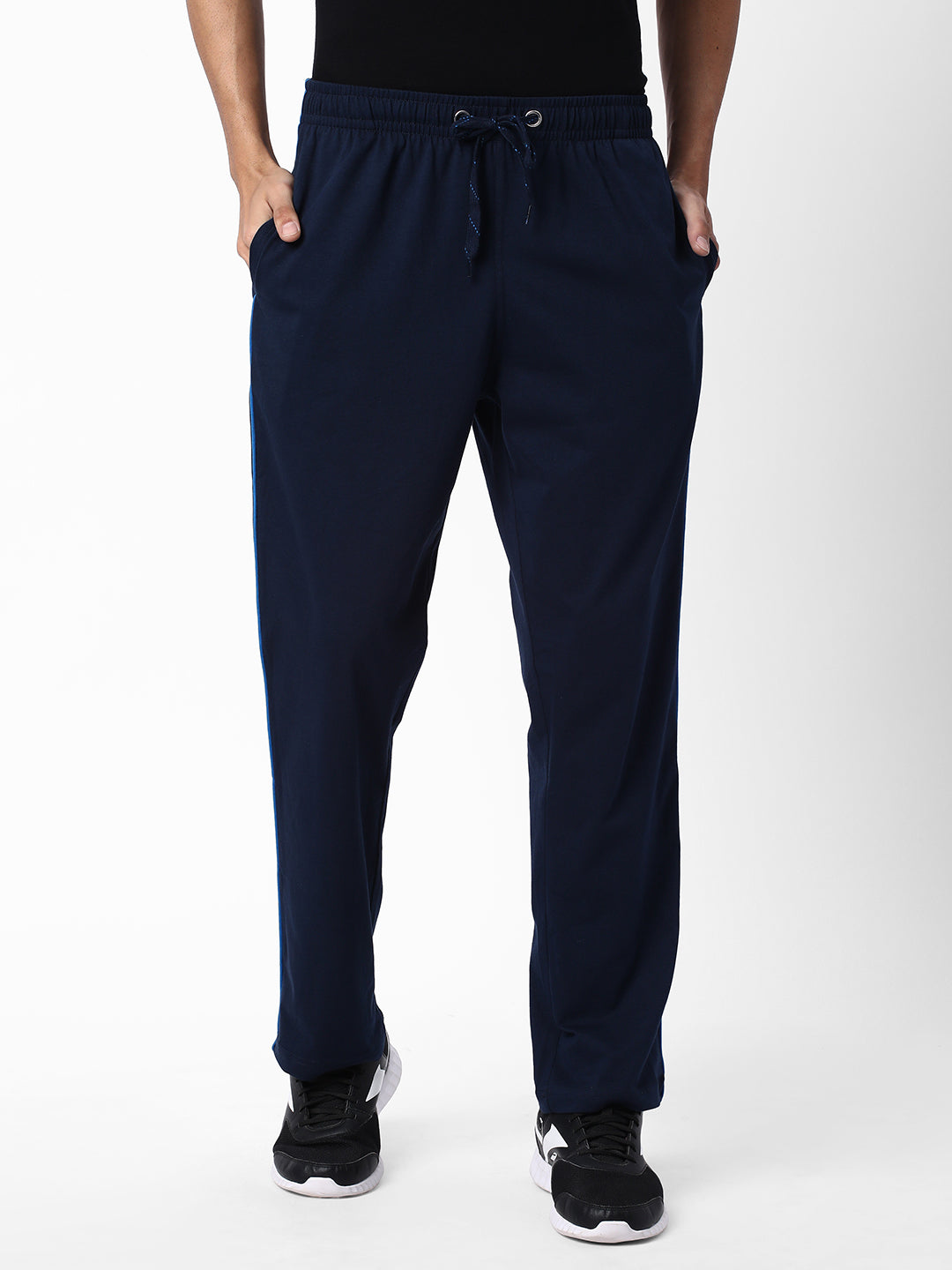 Cotstyle Men's Super Combed Cotton Regular-Fit Track Pants with Side Pocket, Colour Navy-Style no.TP1101