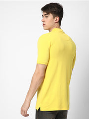 Cotstyle Cotton Fabrics Polo Short Length Plain Half Sleeve Casual & Daily Wear Men's T Shirts - Pack of 1 - Yellow Colour