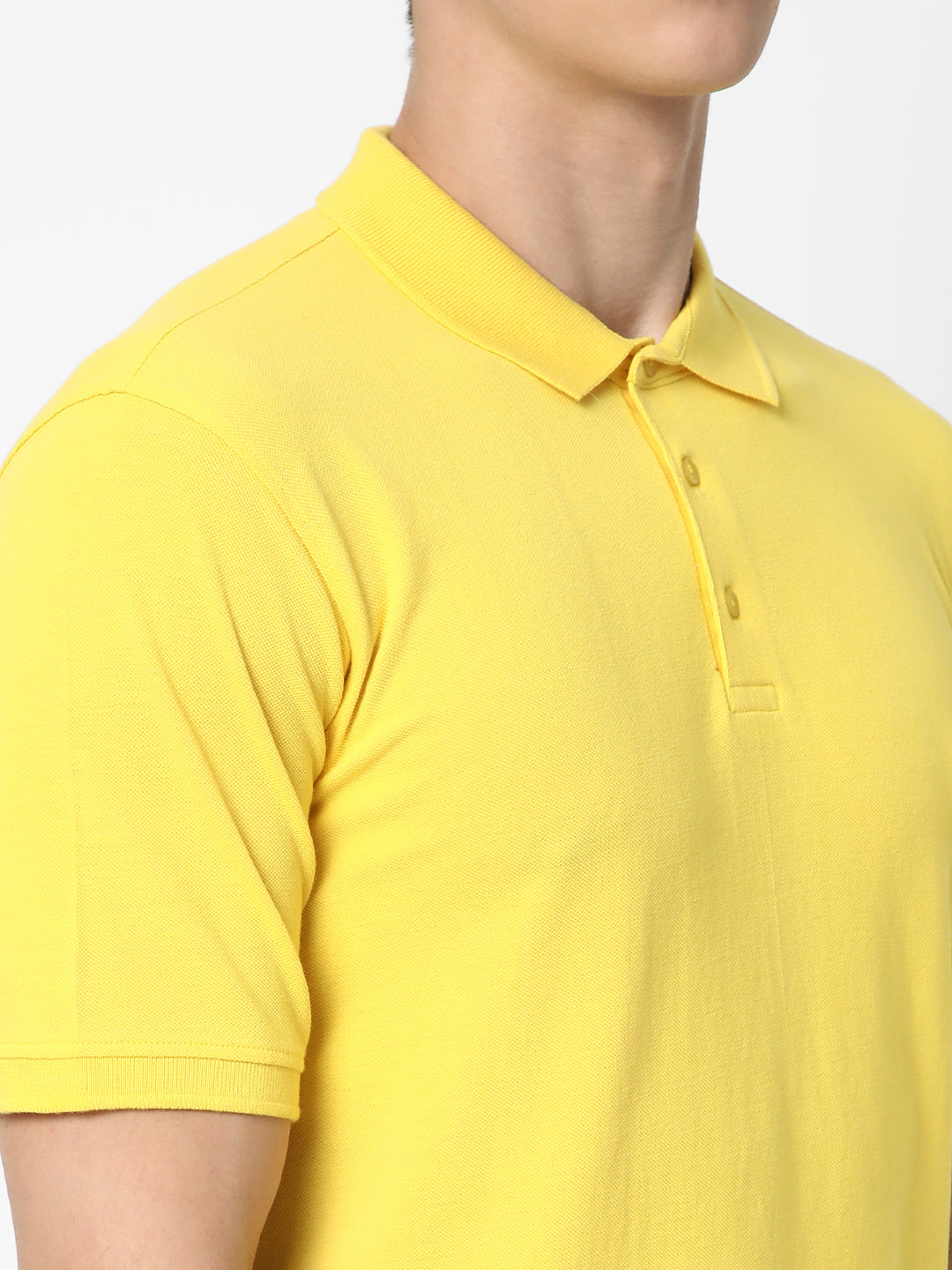 Cotstyle Cotton Fabrics Polo Short Length Plain Half Sleeve Casual & Daily Wear Men's T Shirts - Pack of 1 - Yellow Colour