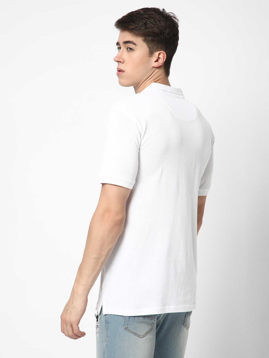 Cotstyle Cotton Fabrics Polo Short Length Plain Half Sleeve Casual & Daily Wear Men's T Shirts - Pack of 1 - White Colour