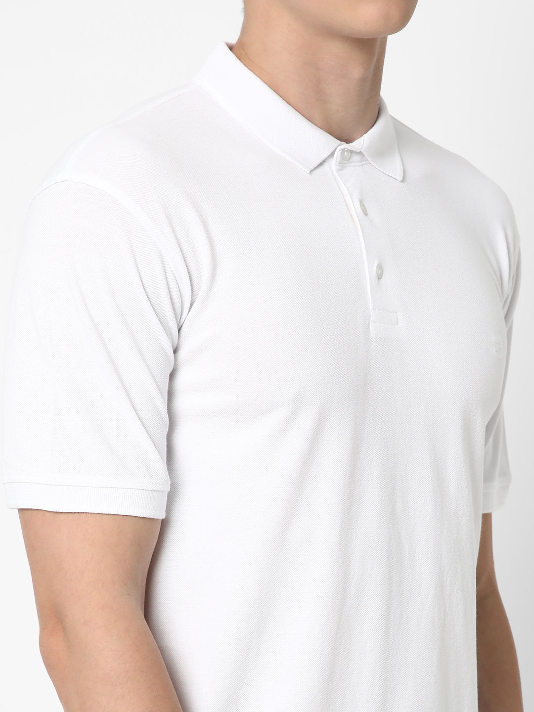 Cotstyle Cotton Fabrics Polo Short Length Plain Half Sleeve Casual & Daily Wear Men's T Shirts - Pack of 1 - White Colour