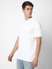 Cotstyle Cotton Fabrics Polo Short Length Plain Half Sleeve Casual & Daily Wear Men's T Shirts - Pack of 1 - White Colour