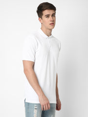 Cotstyle Cotton Fabrics Polo Short Length Plain Half Sleeve Casual & Daily Wear Men's T Shirts - Pack of 1 - White Colour