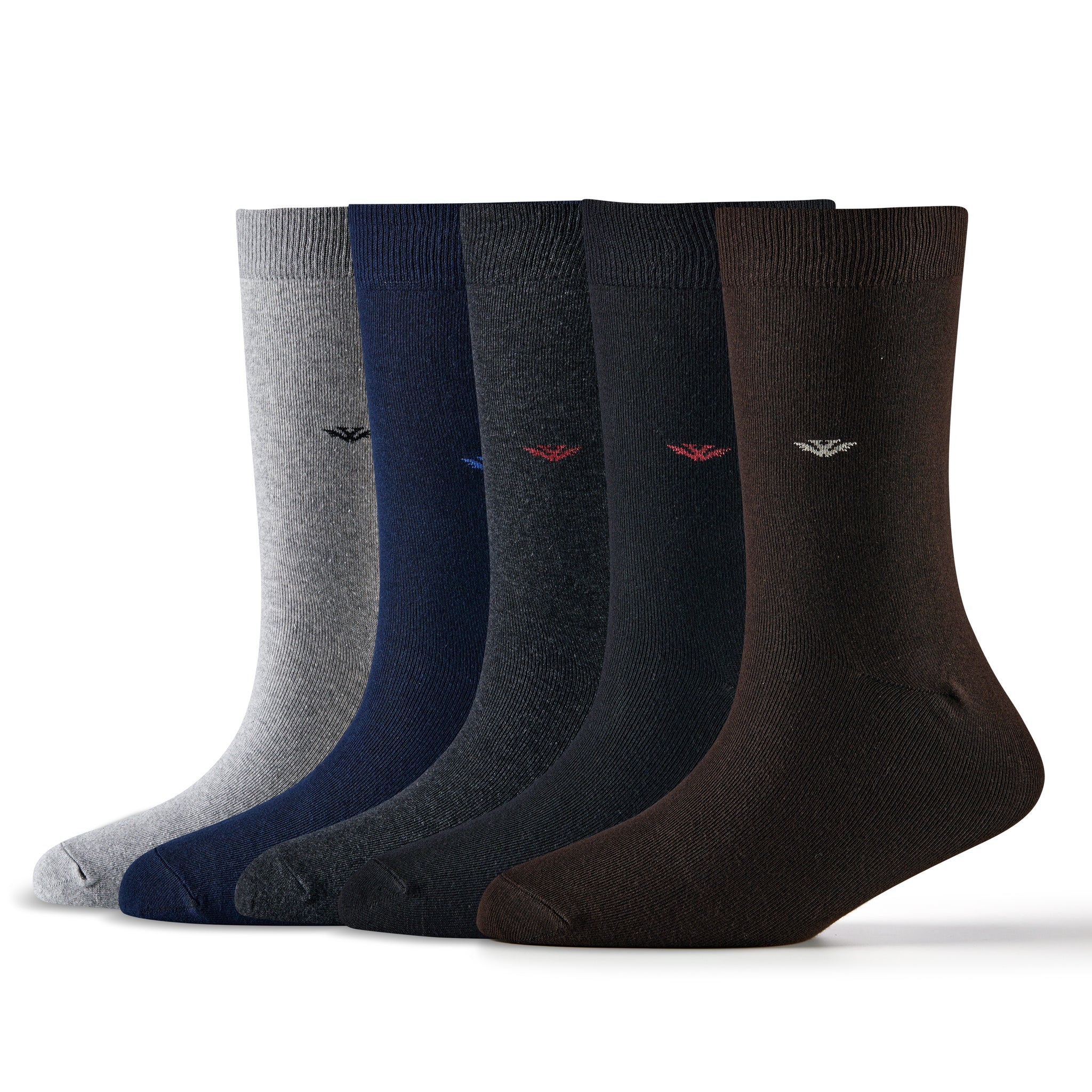 Young Wings Multicolor Self Design Free Size Calf Length Solid Causal & Formal Wear Socks-(Pack of 5, Style No.3400-M1)