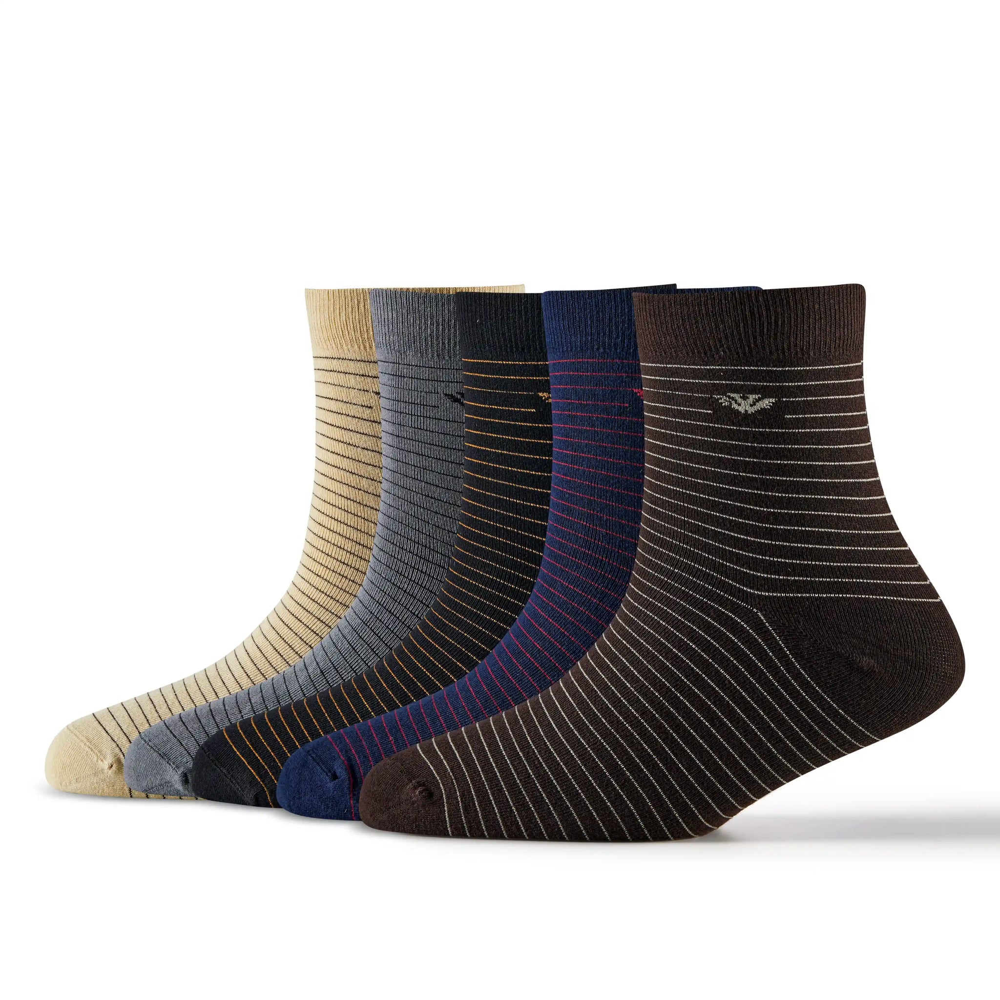 Young Wings Multicolor Stripes Design Free Size Ankle length Causal & Formal Wear Socks-(Pack of 5, Style no.2405-M1)