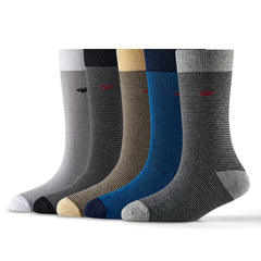 Young Wings Multicolor Stripes Design Free Size Calf Length Causal & Formal Wear Socks-(Pack of 5, Style no.3703-M1)