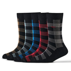 Young Wings Multicolor Checks Design Free Size Calf Length Causal & Formal Wear Socks-(Pack of 5, Style no.3704-M1)