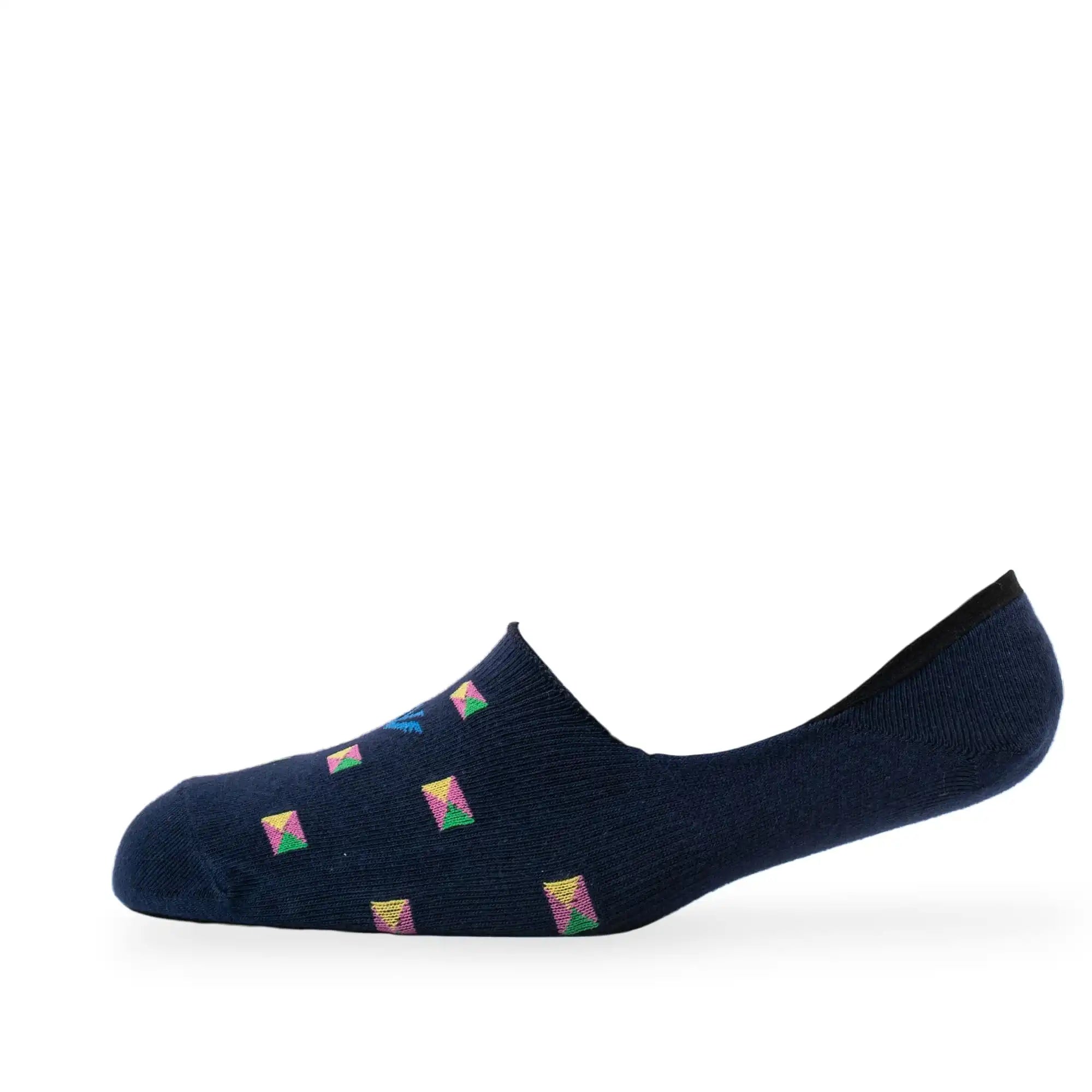 Young Wings Men's Multi Colour Cotton Fabric Design No-Show Socks - Pack of 5, Style no. M1-107 N