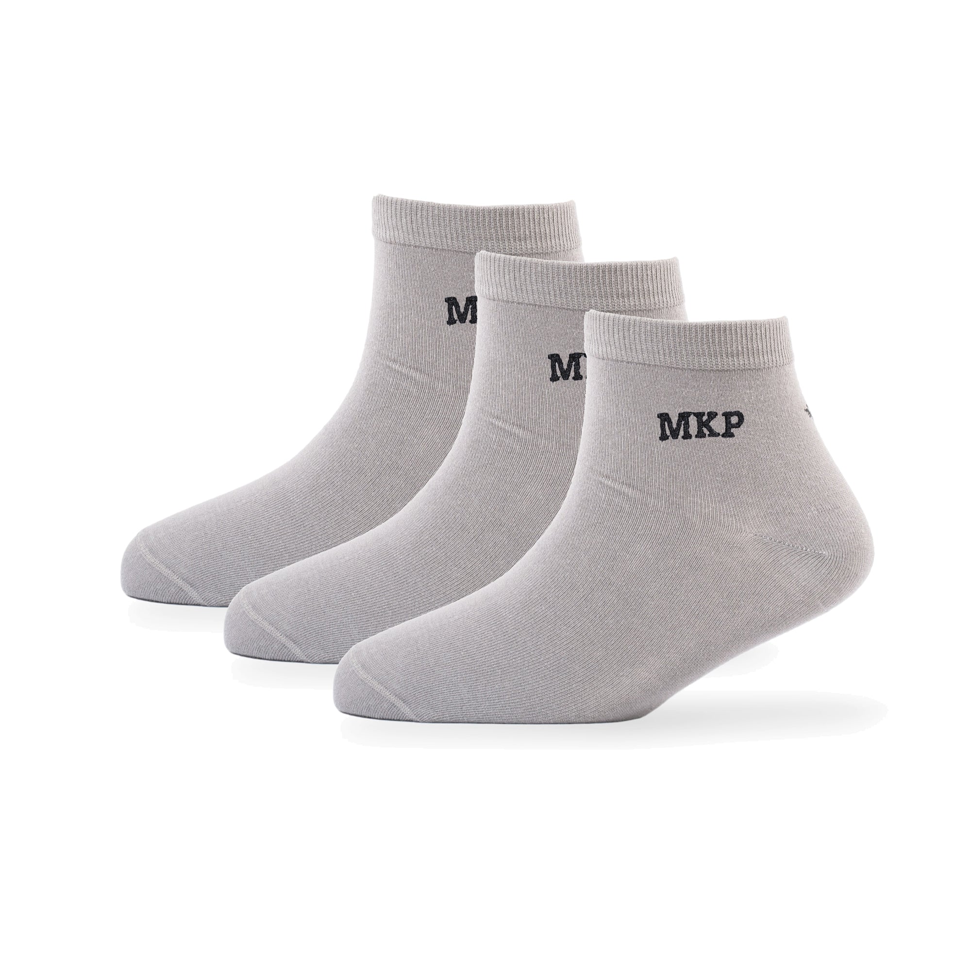 Young Wings Men's Monogram Ankle Length Socks, Colour Grey - Pack of 3 Pairs, Style no. 2595-M3
