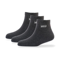 Young Wings Men's Monogram Ankle Length Socks, Colour Charcoal - Pack of 3 Pairs, Style no. 2595-M3