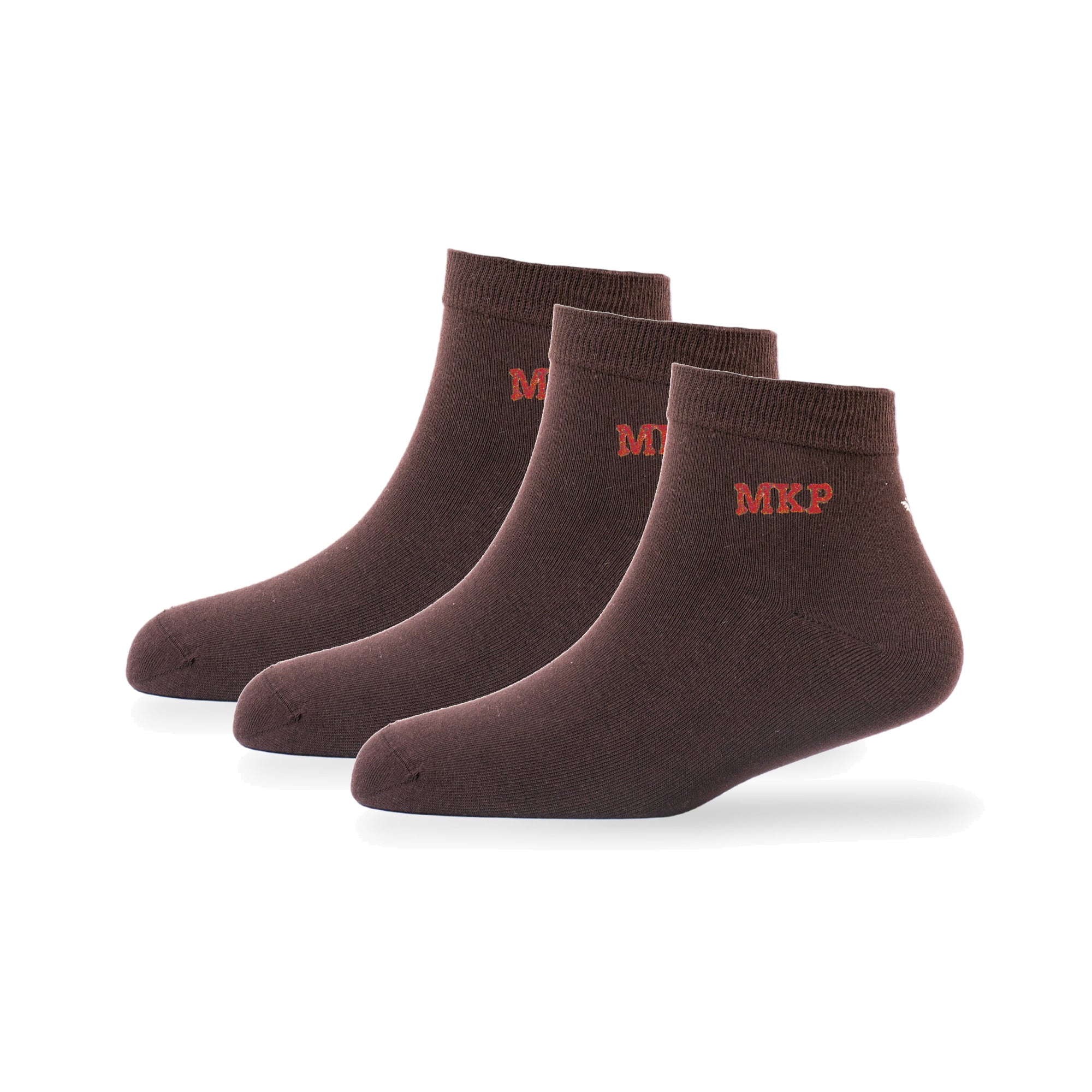 Young Wings Men's Monogram Ankle Length Socks, Colour Brown - Pack of 3 Pairs, Style no. 2595-M3