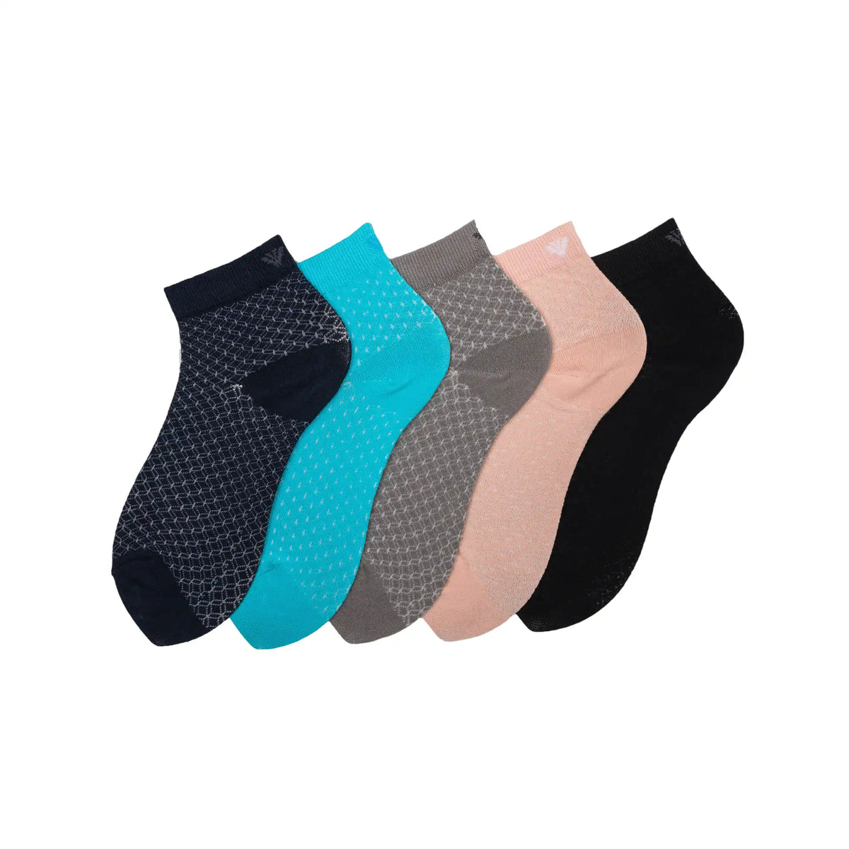 Young Wings Women's Multi Colour Cotton Fabric Solid Ankle Length Socks - Pack of 5, Style no. 5117-W1