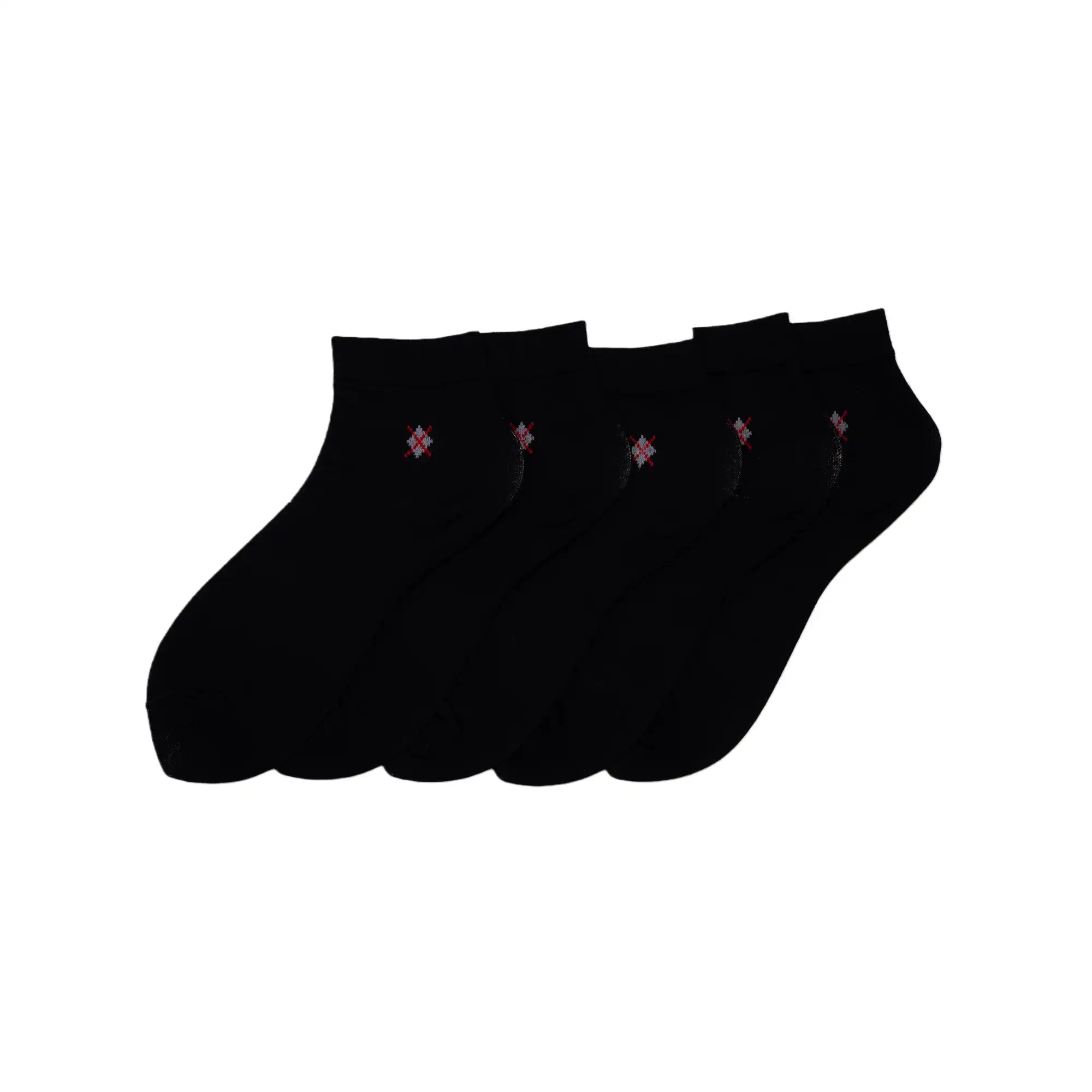 Young Wings Men's Black Colour Cotton Fabric Solid Ankle Length Socks - Pack of 5, Style no. 2200-M1