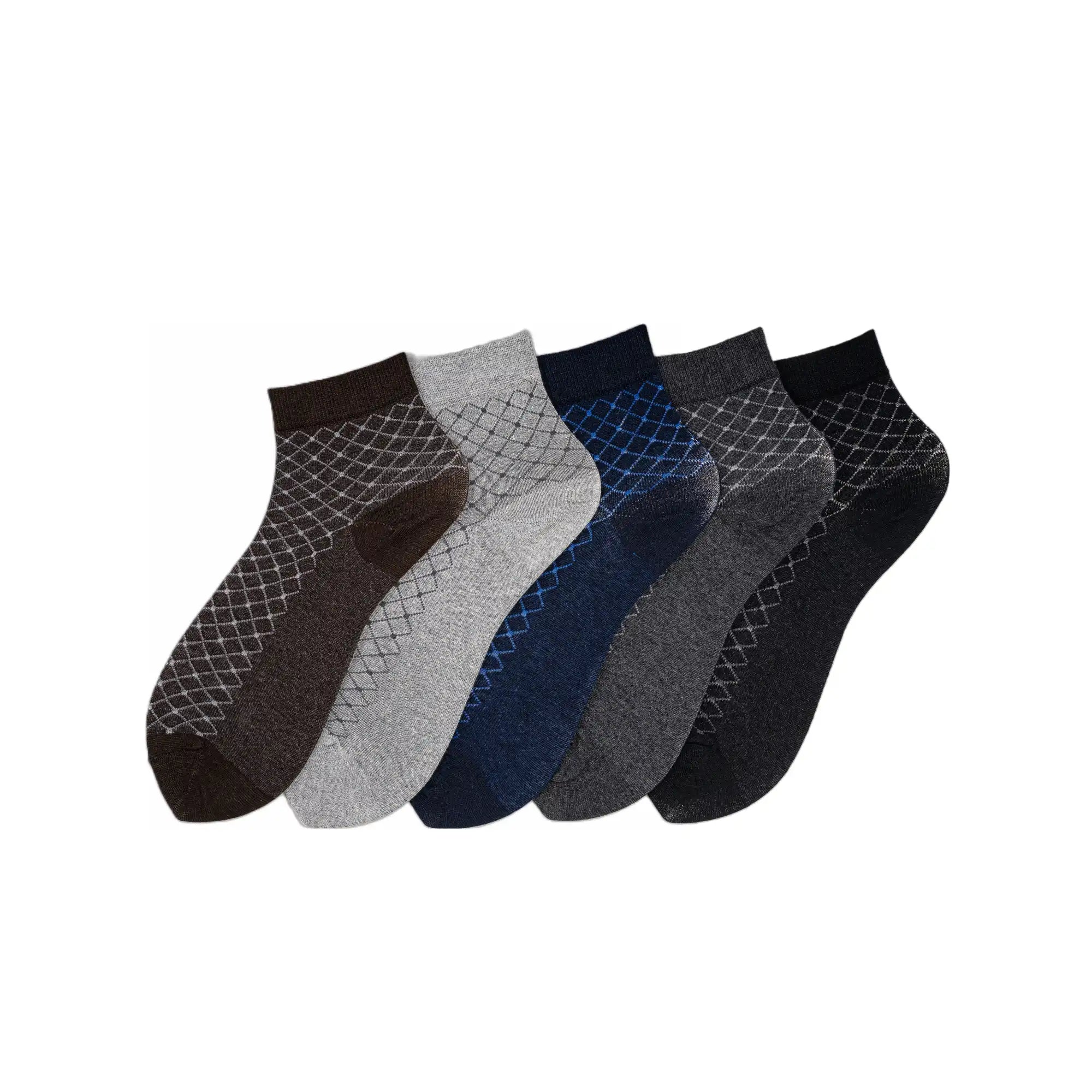 Young Wings Men's Multi Colour Cotton Fabric Solid Ankle Length Socks - Pack of 5, Style no. 2301-M1