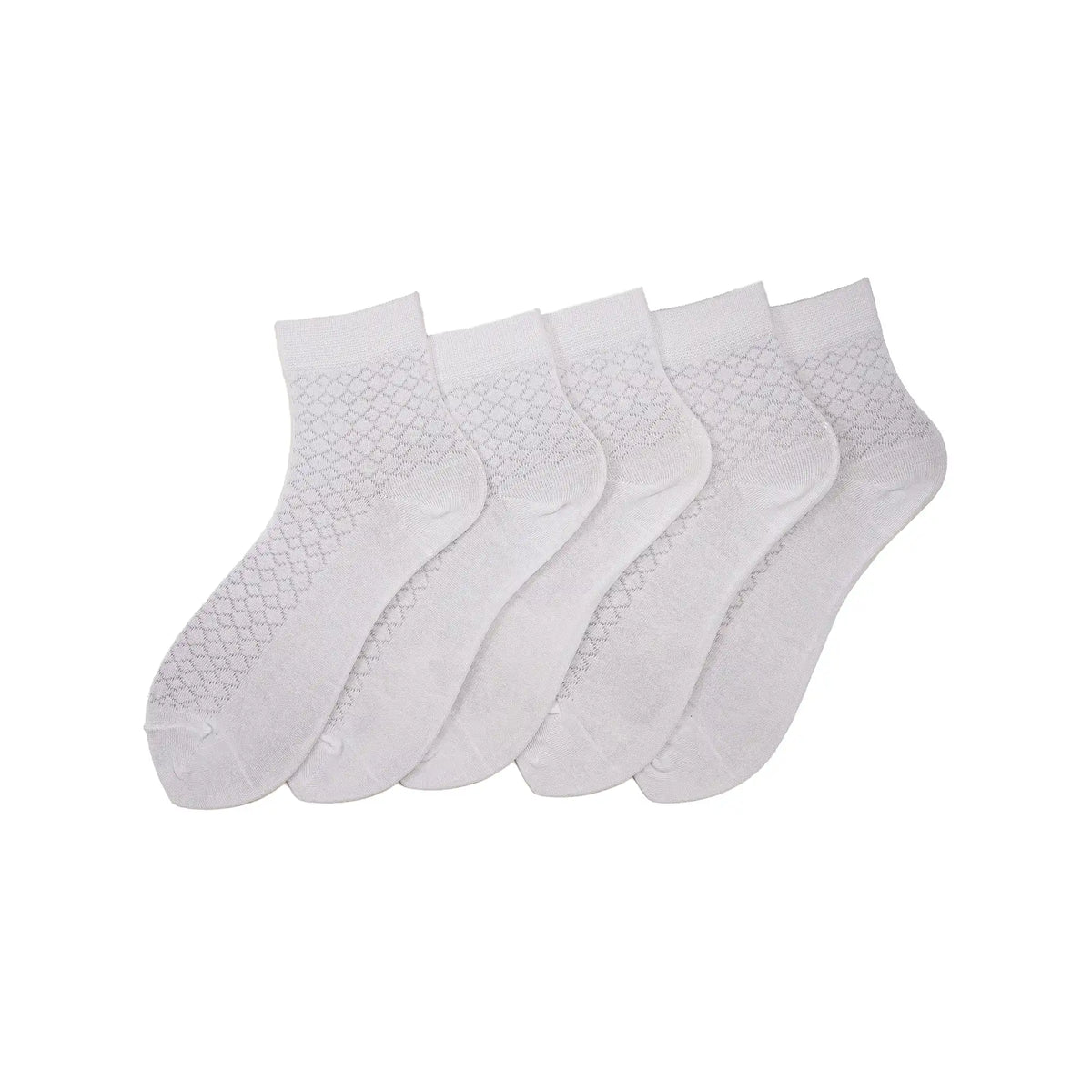 Young Wings Men's White Colour Cotton Fabric Solid Ankle Length Socks - Pack of 5, Style no. 2302-M1