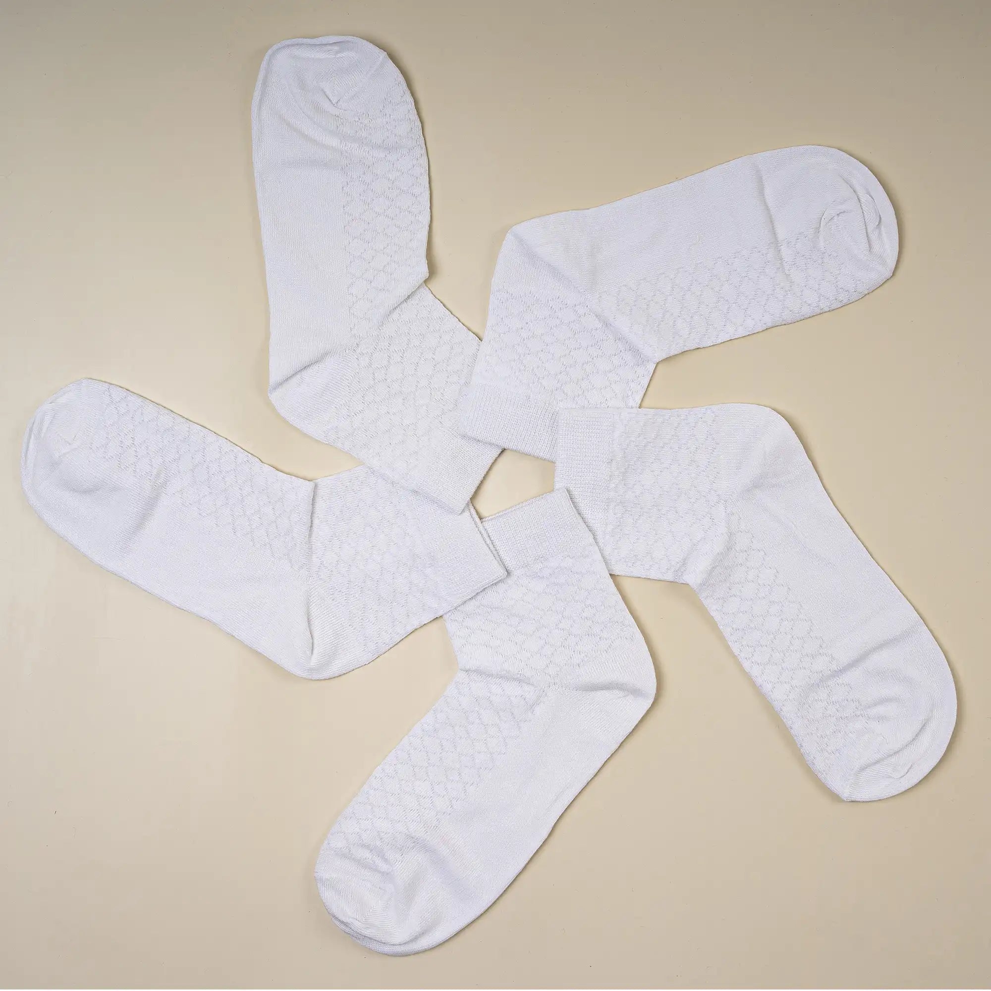 Young Wings Men's White Colour Cotton Fabric Solid Ankle Length Socks - Pack of 5, Style no. 2302-M1