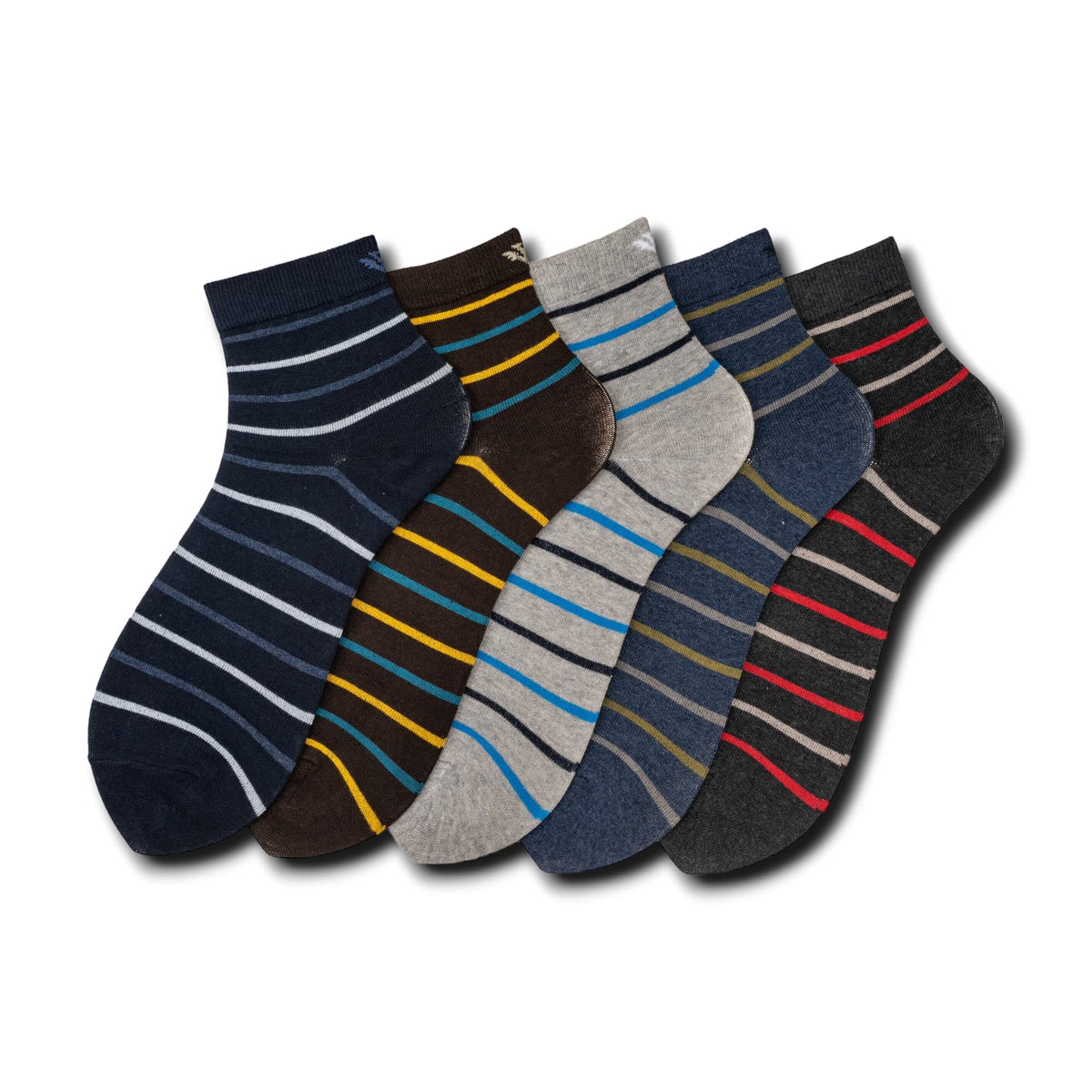 Young Wings Men's Multi Colour Cotton Fabric Design Ankle Length Socks - Pack of 5, Style no. M1-2137 N