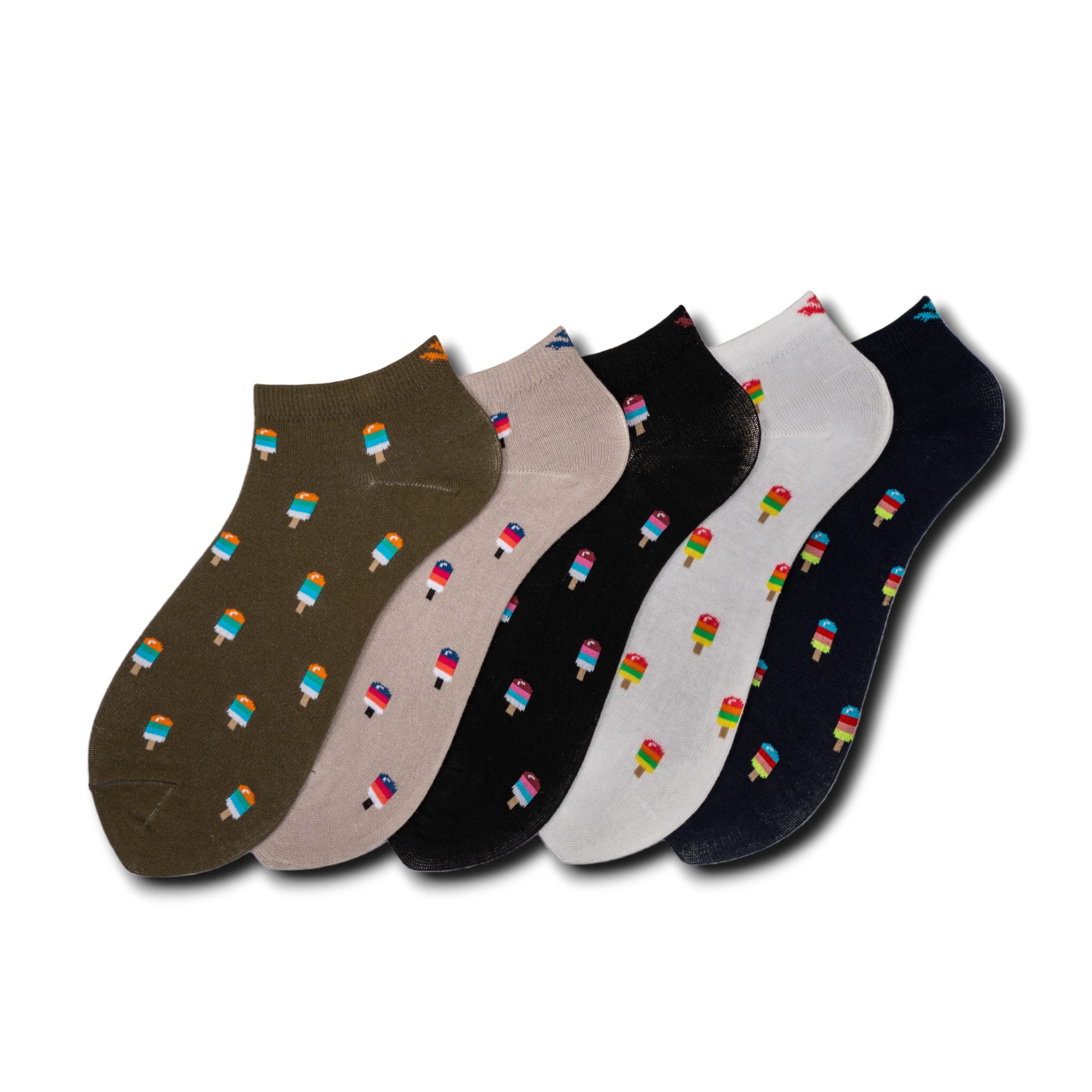 Young Wings Men's Multi Colour Cotton Fabric Design Low Ankle Length Socks - Pack of 5, Style no. M1-LC 0212 N