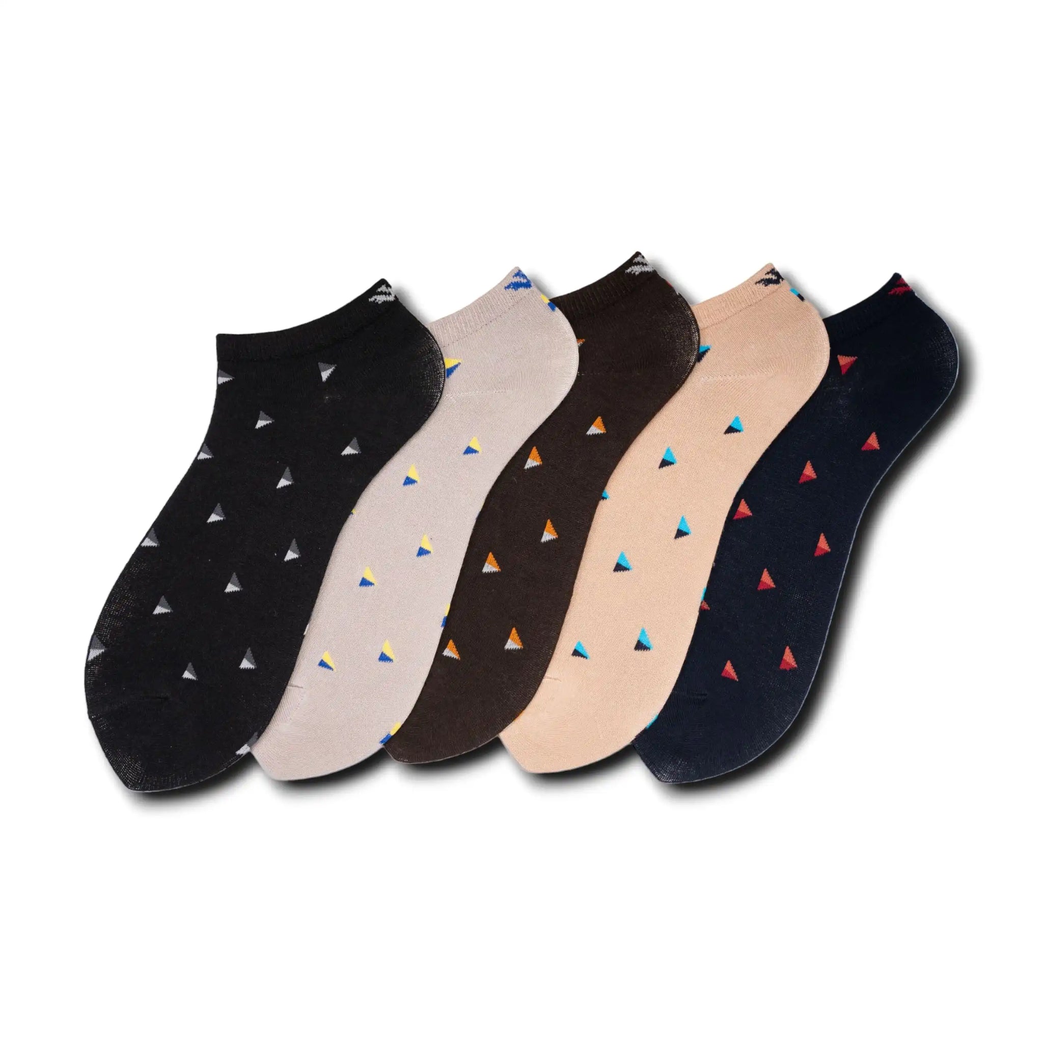 Young Wings Men's Multi Colour Cotton Fabric Design Low Ankle Length Socks - Pack of 5, Style no. 1704-M1