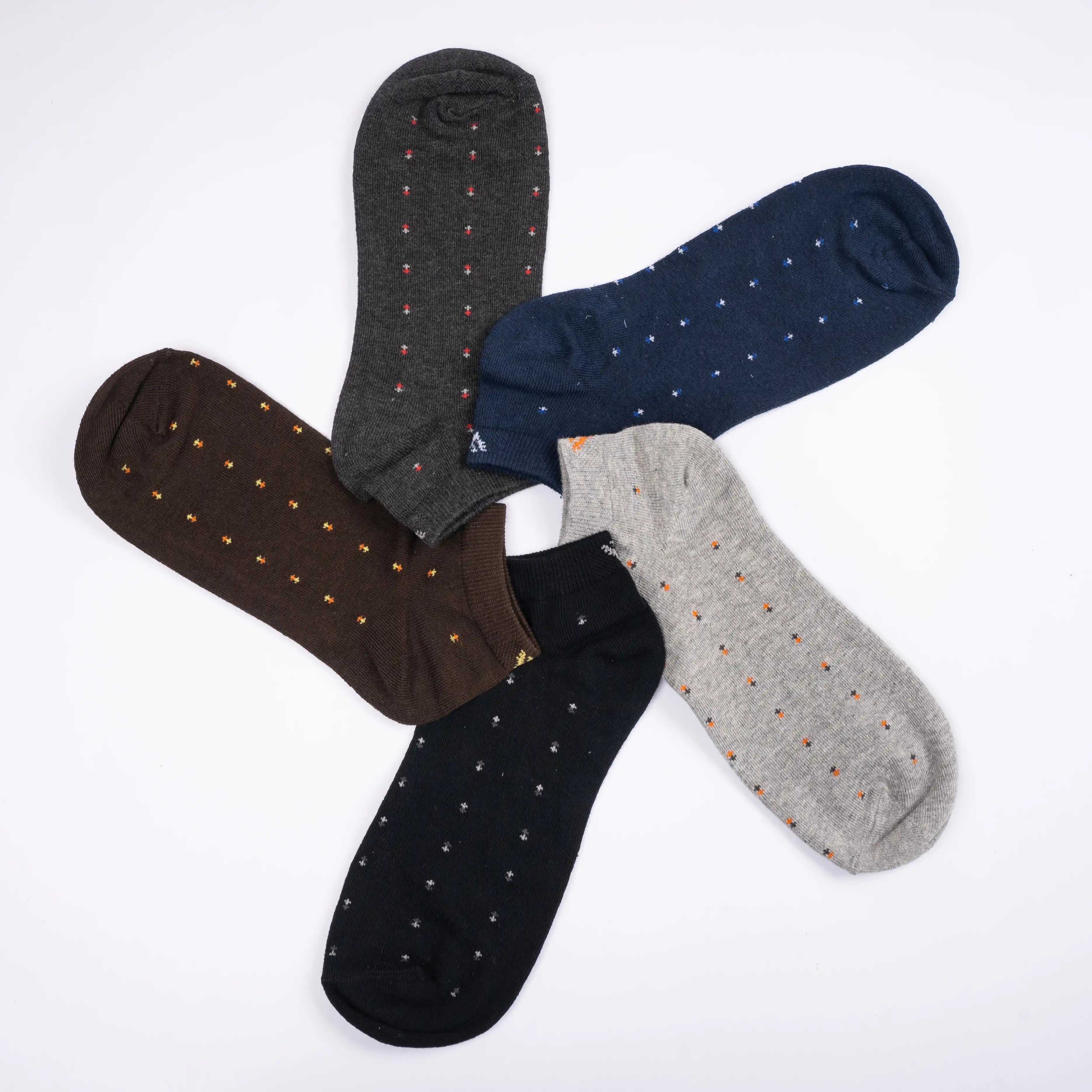 Young Wings Men's Multi Colour Cotton Fabric Design Low Ankle Length Socks - Pack of 5, Style no. 1708-M1