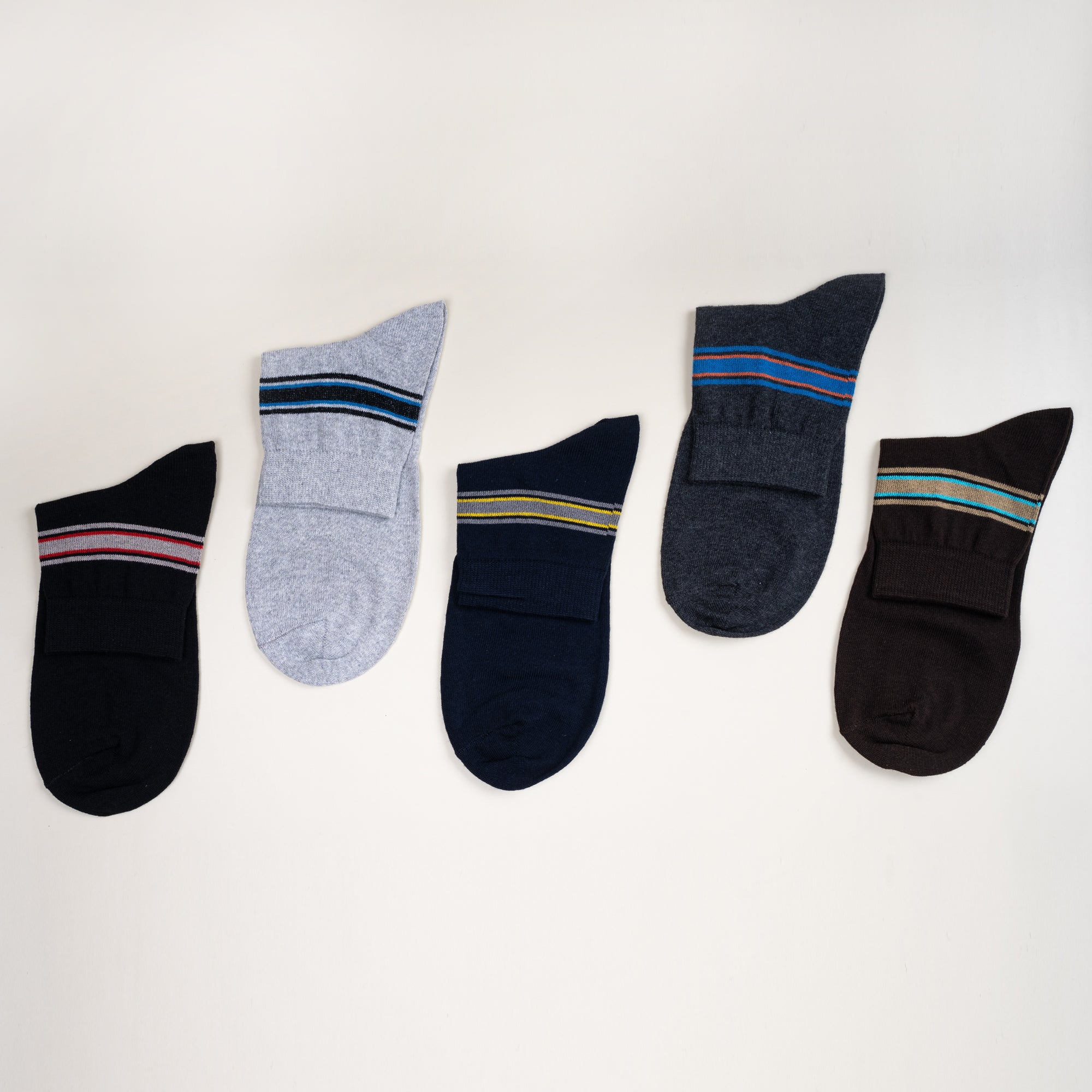 Young Wings Men's Multi Colour Cotton Fabric Stripe Ankle Length Socks - Pack of 5, Style no. M1-2141 N