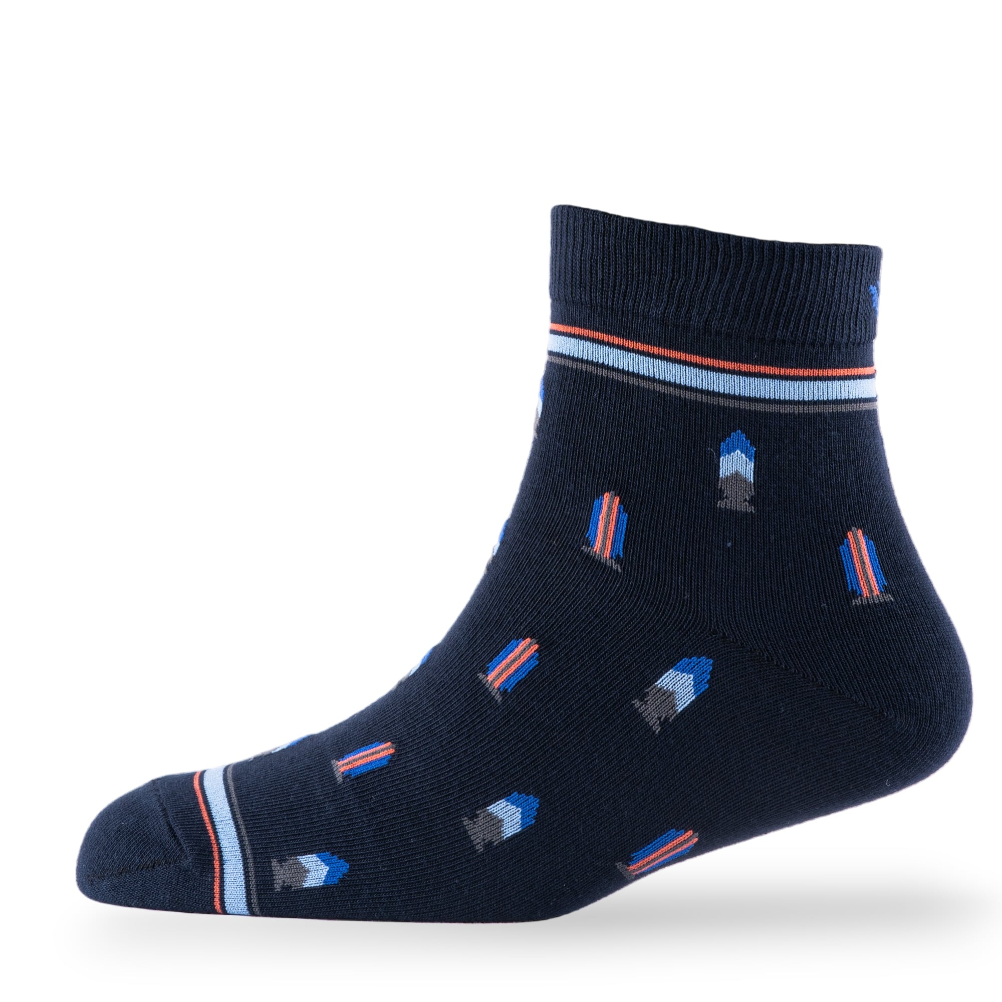 Young Wings Men's Multi Colour Cotton Fabric Design Ankle Length Socks - Pack of 5, Style no. 2736-M1