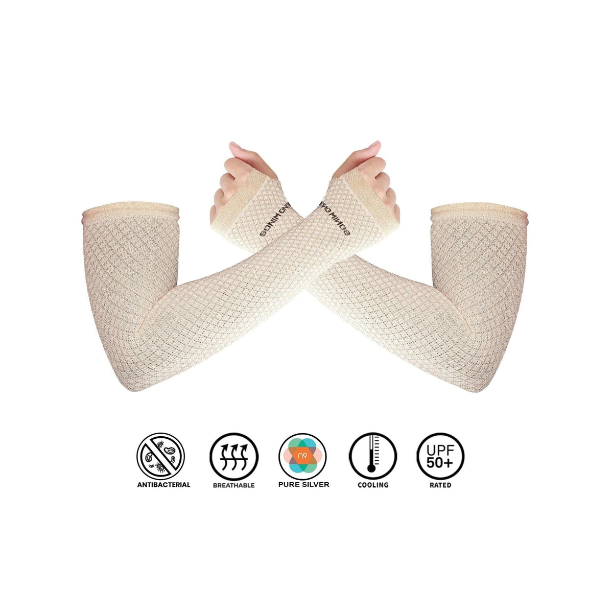 Antibacterial Square Fashion Arm Protectors for Women (Pack of 1 - Pair, UPF 50+)