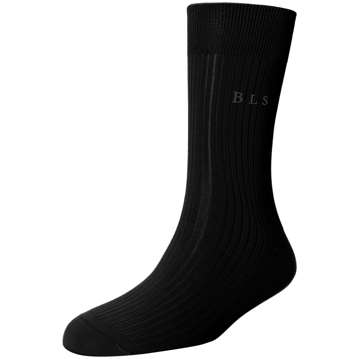 Men's Super Fine 4x1 Rib Monogram Full Length Socks