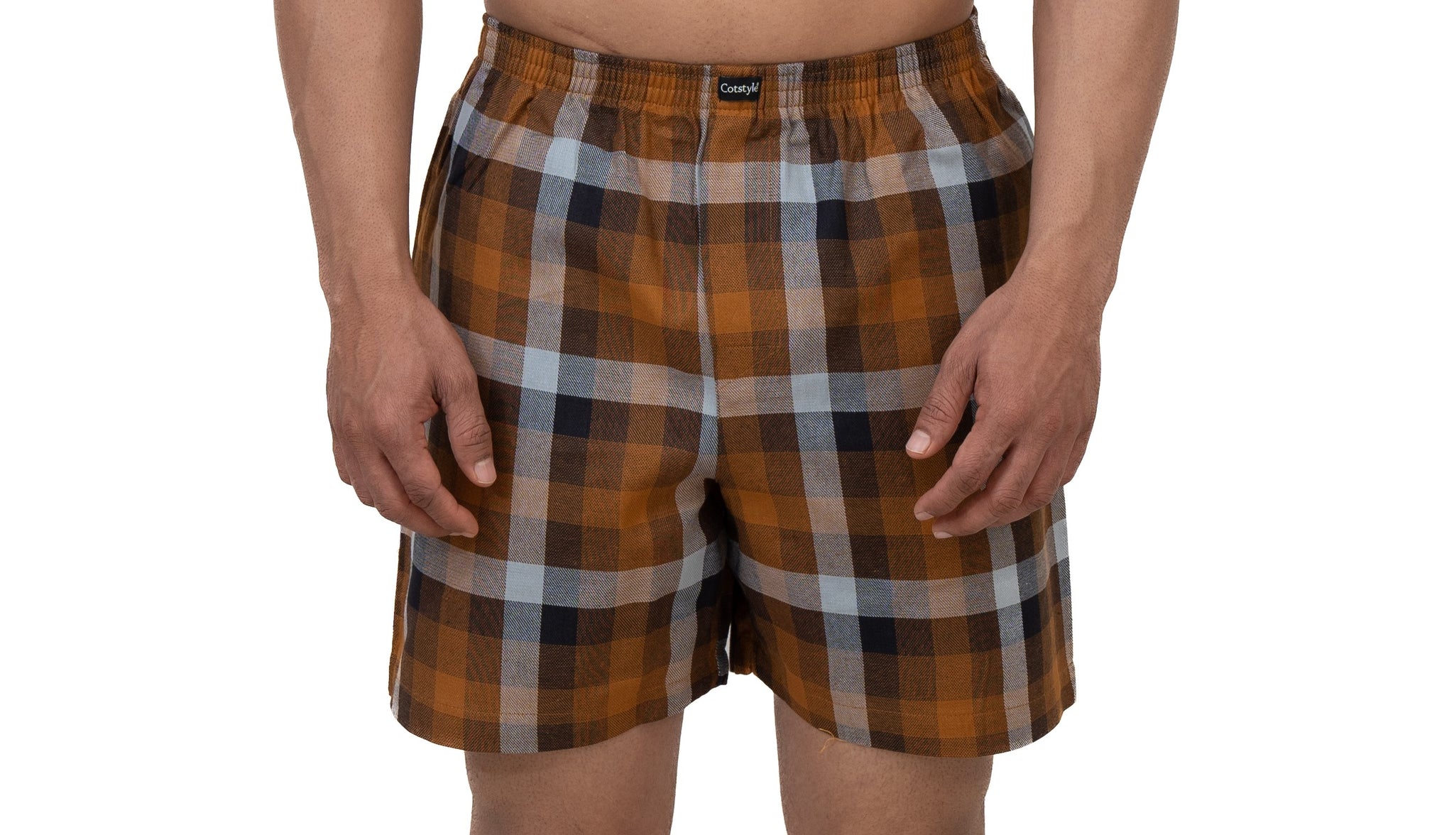 Cotstyle Red & Black Colour Cotton Fabrics Checks Printed Above Knee Length Casuals Mens Wear Boxers - Pack of 2