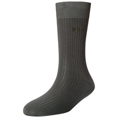 Men's Super Fine 4x1 Rib Monogram Full Length Socks