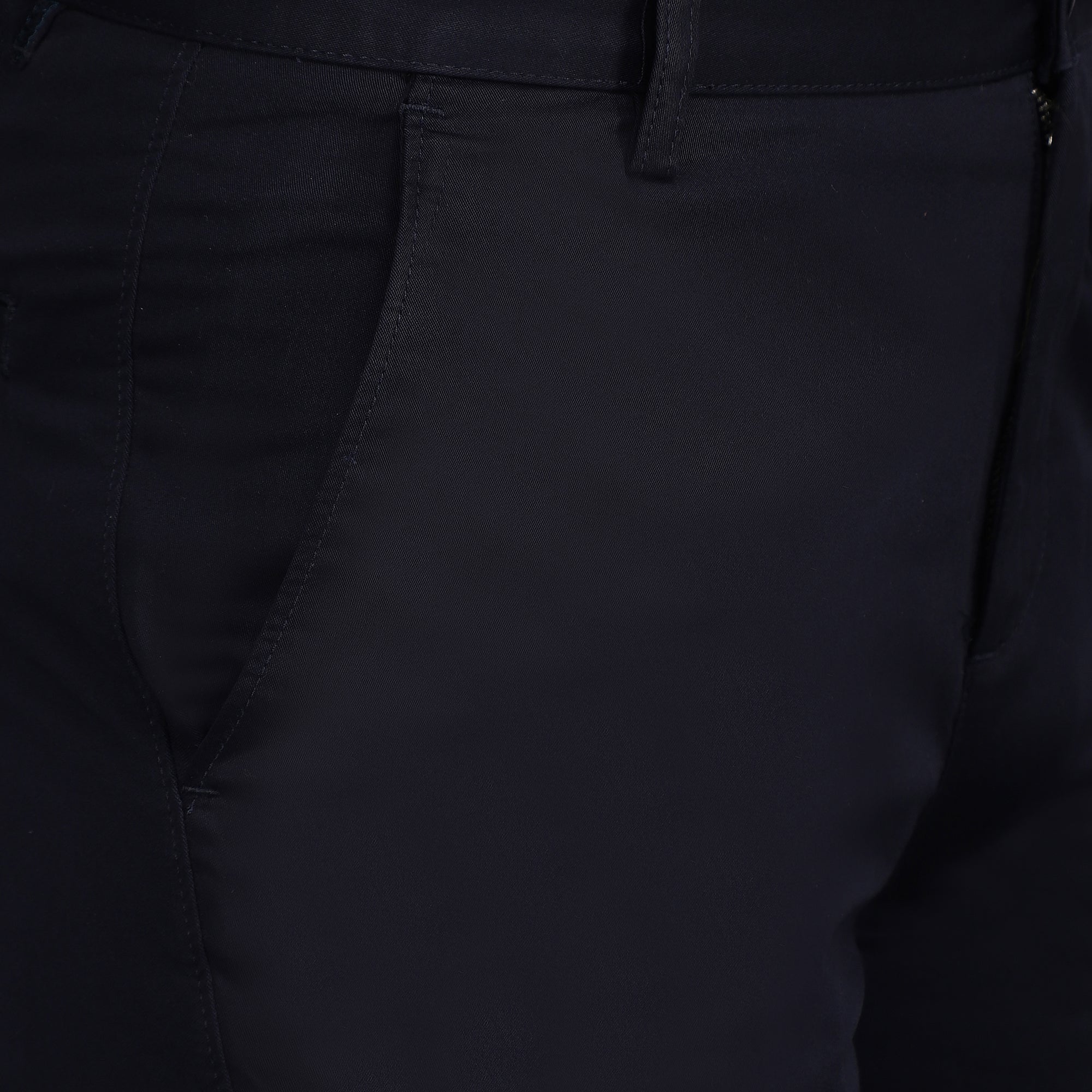 Men's Cotton Mercerised Solid Dark Navy Trousers