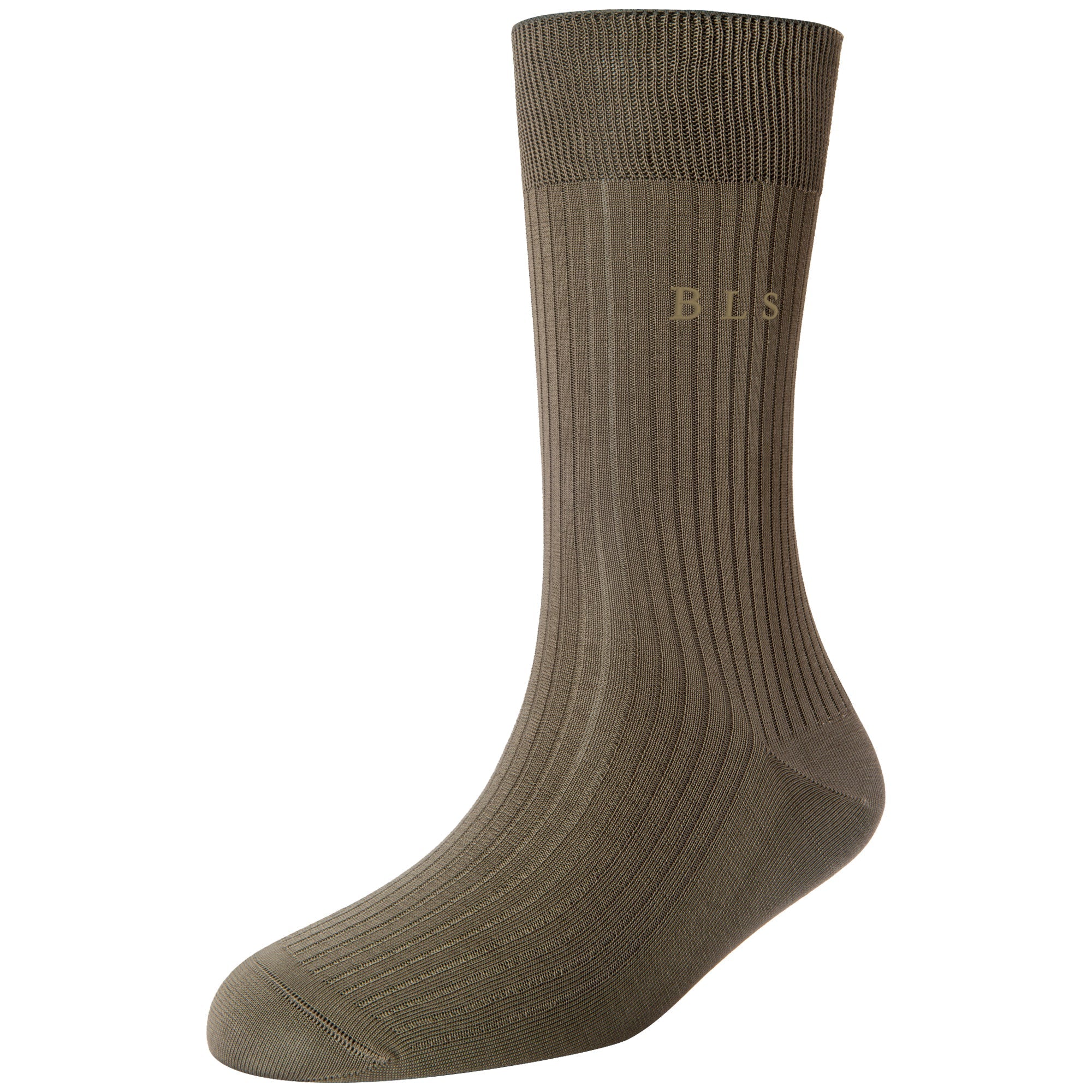 Men's Super Fine 4x1 Rib Monogram Full Length Socks