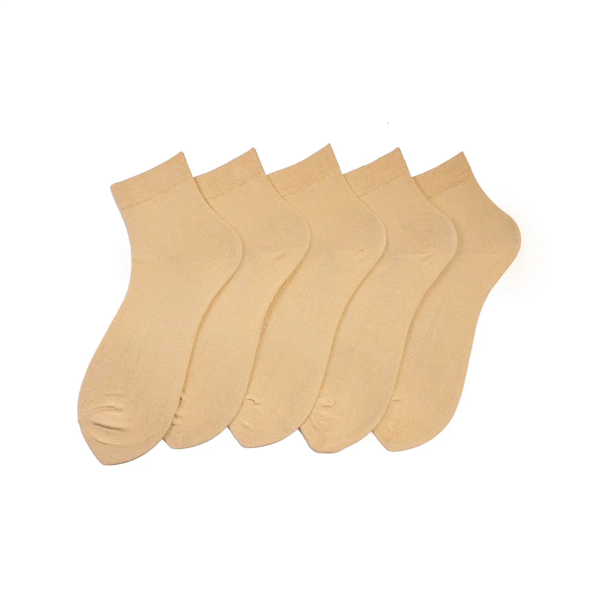 Young Wings Men's Beige Colour Cotton Fabric Solid Ankle Length Socks - Pack of 5, Style no. M1-224