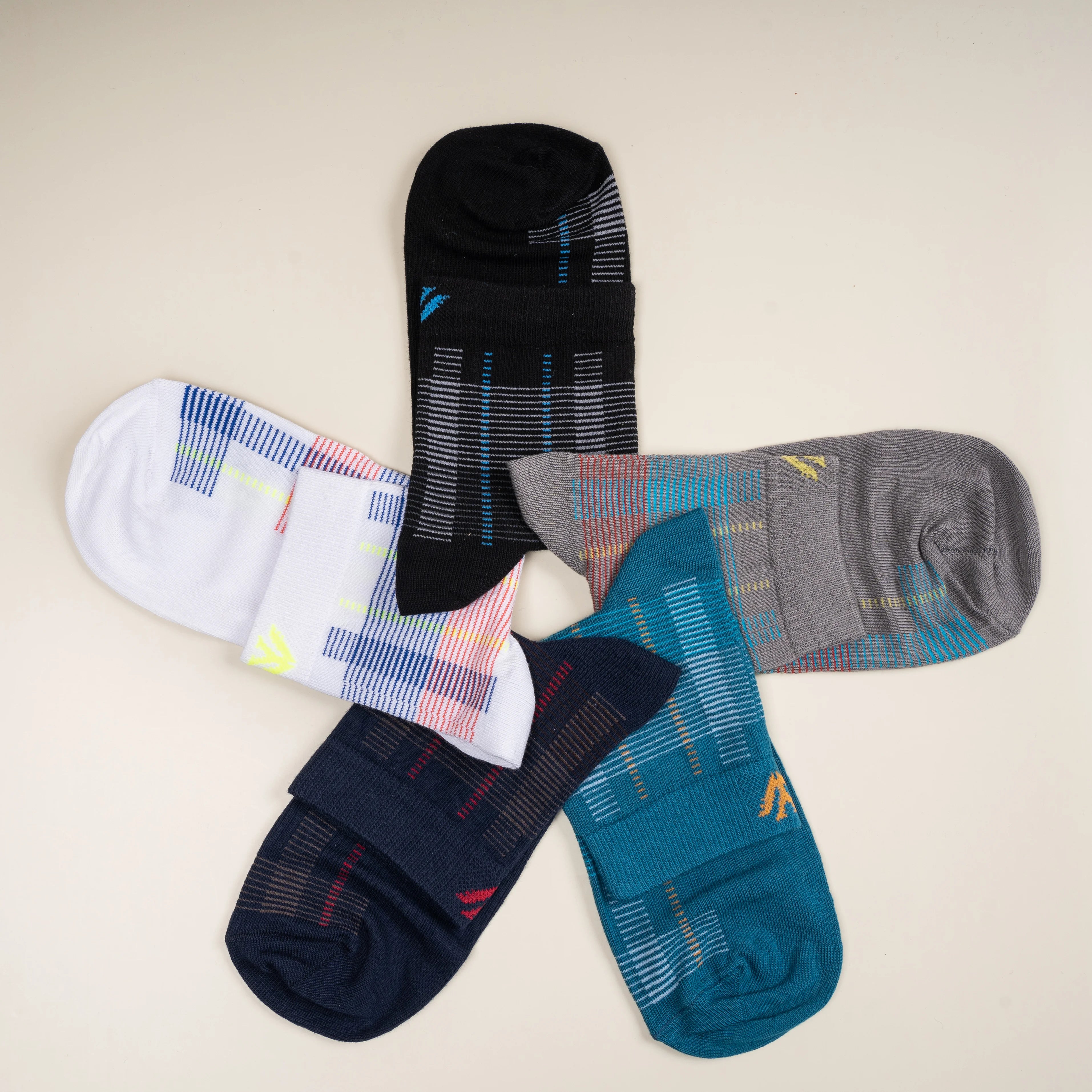 Young Wings Men's Multi Colour Cotton Fabric Design Ankle Length Socks - Pack of 5, Style no. M1-291 N