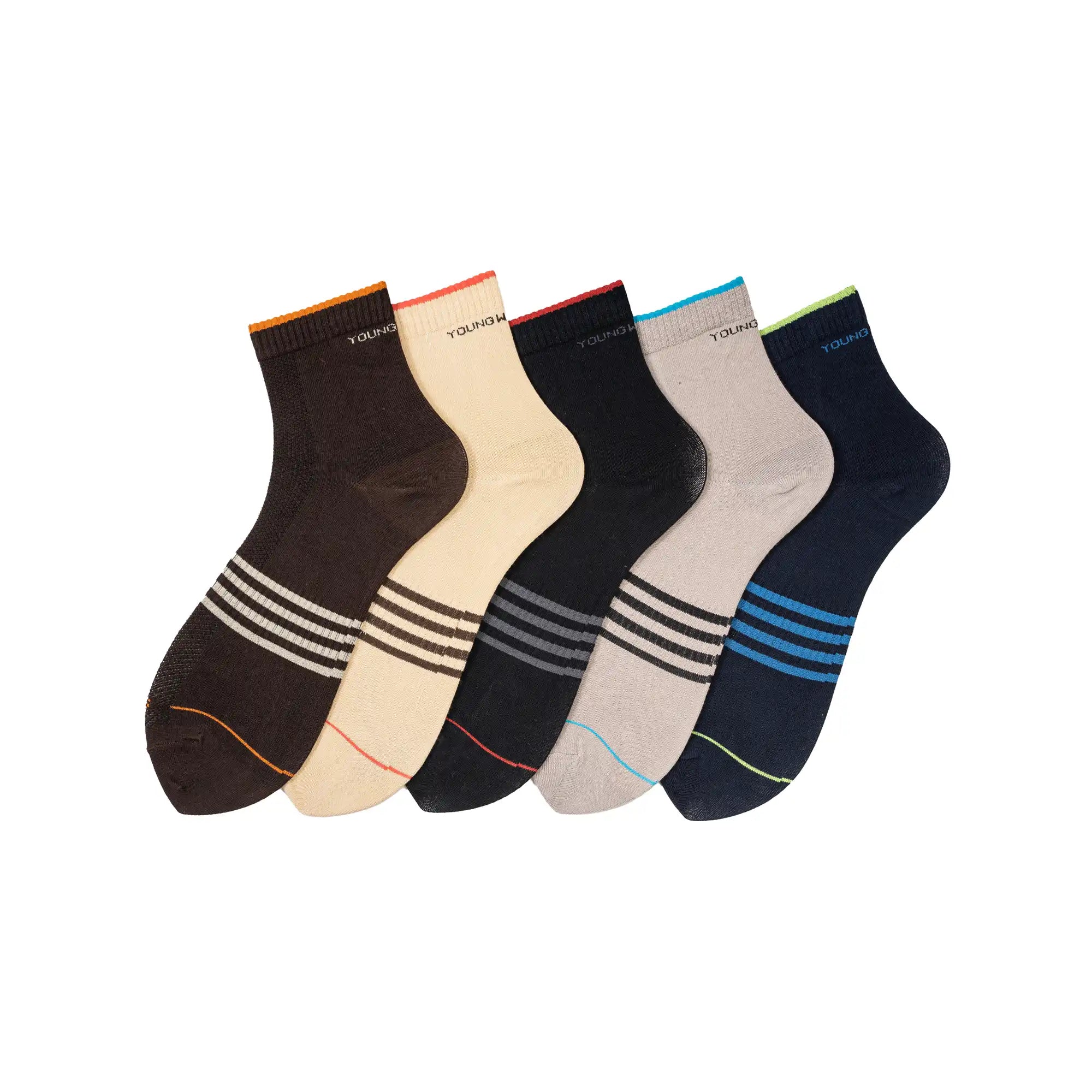 Buy YOUNG WINGS Men's_Socks Multi Colour Cotton Fabric Solid Free Size  Ankle Length Casuals & Formals Wear Socks Pack Of 5_2200-M1 at