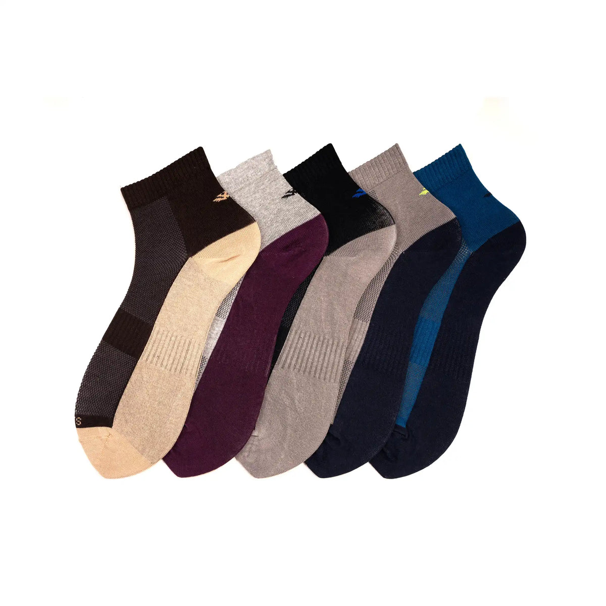 Young Wings Men's Multi Colour Cotton Fabric Design Ankle Length Socks - Pack of 5, Style no. M1-2111