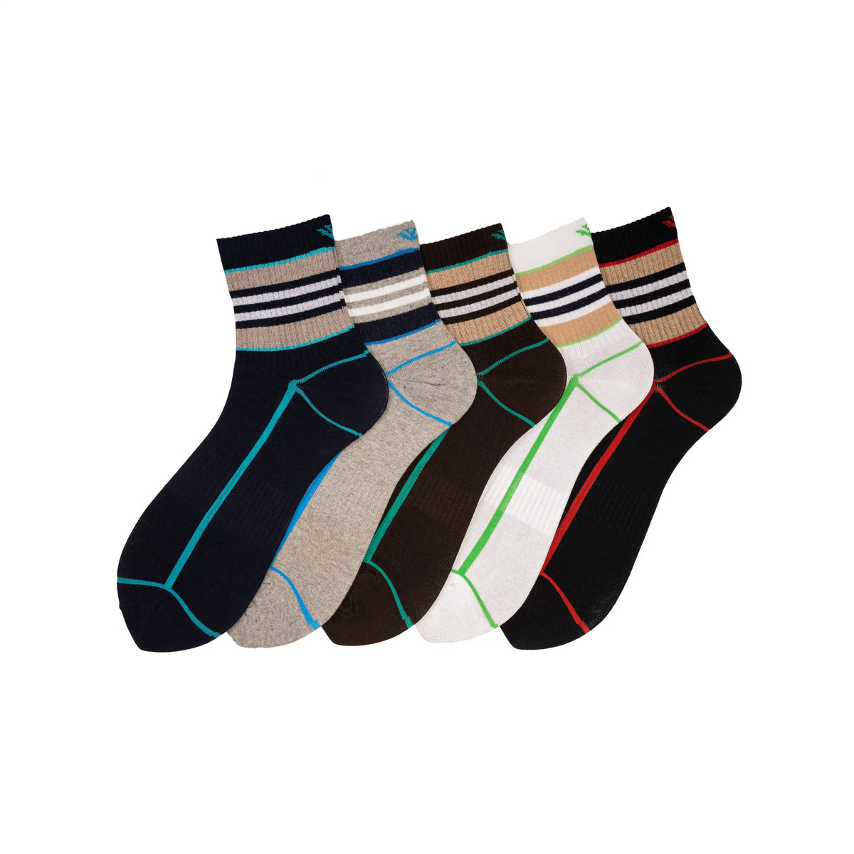 Young Wings Men's Multi Colour Cotton Fabric Design Ankle Length Socks - Pack of 5, Style no. M1-2114 N