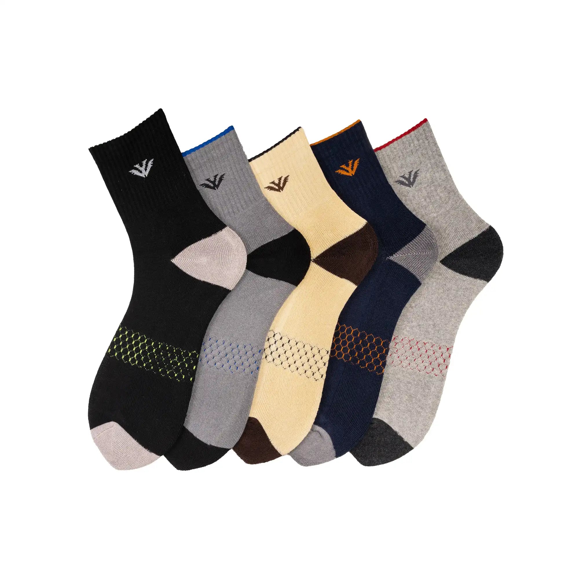 Young Wings Men's Multi Colour Cotton Fabric Design Ankle Length Socks - Pack of 3, Style no. M1-2117