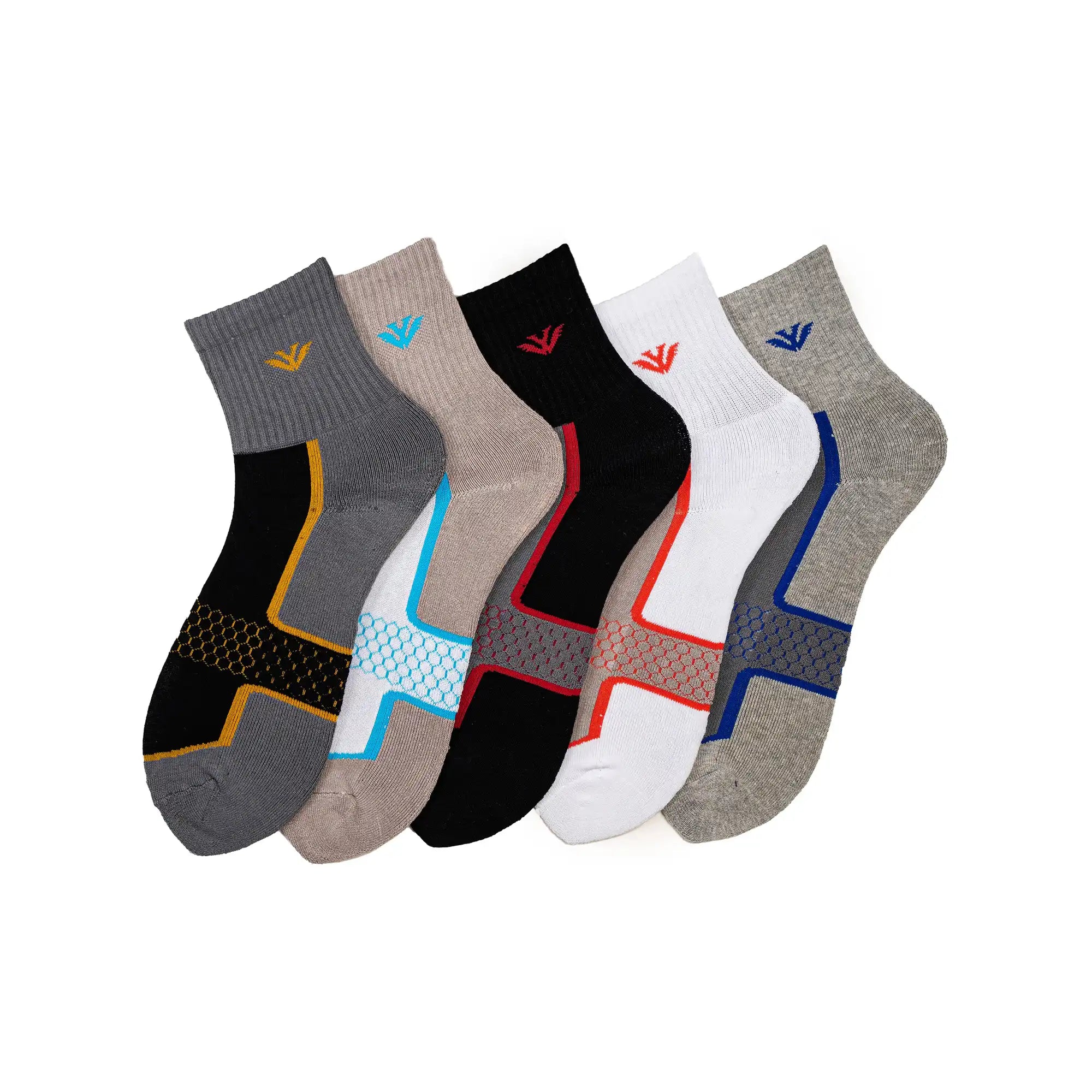 Young Wings Men's Multi Colour Cotton Fabric Design Ankle Length Socks - Pack of 3, Style no. M1-2122