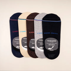 Young Wings Men's Multi Colour Cotton Fabric Stripe No-Show Socks - Pack of 5, Style no. M1-116 N