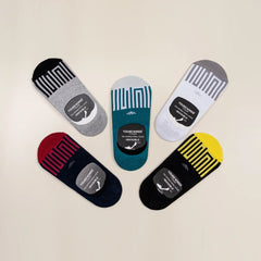 Young Wings Men's Multi Colour Cotton Fabric Design No-Show Socks - Pack of 5, Style no. M1-130 N