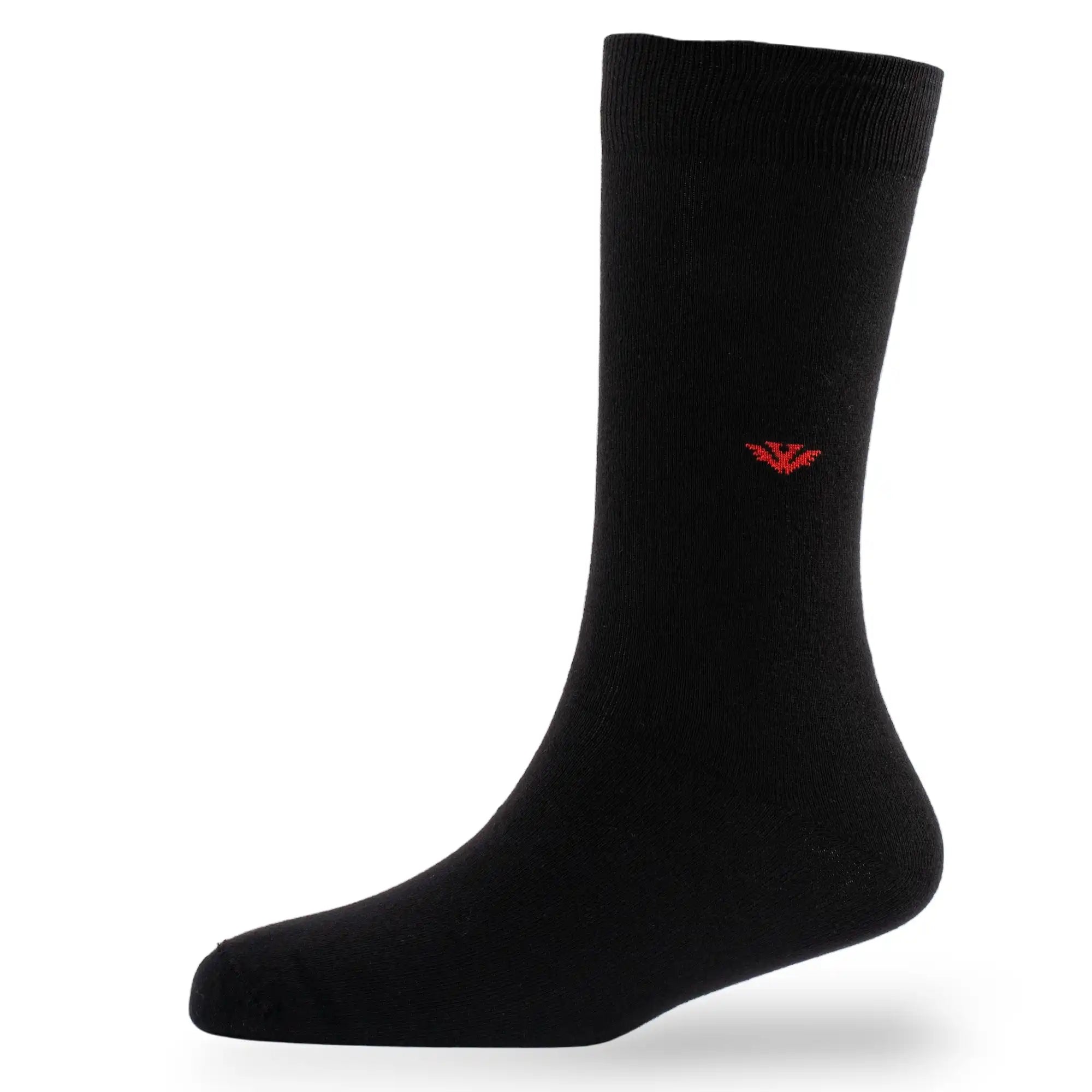 Young Wings Men's Black Colour Cotton Fabric Solid Full Length Socks - Pack of 5, Style no. 3400-M1