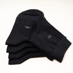 Young Wings Men's Black Colour Cotton Fabric Solid Ankle Length Socks - Pack of 5, Style no. 2400-M1
