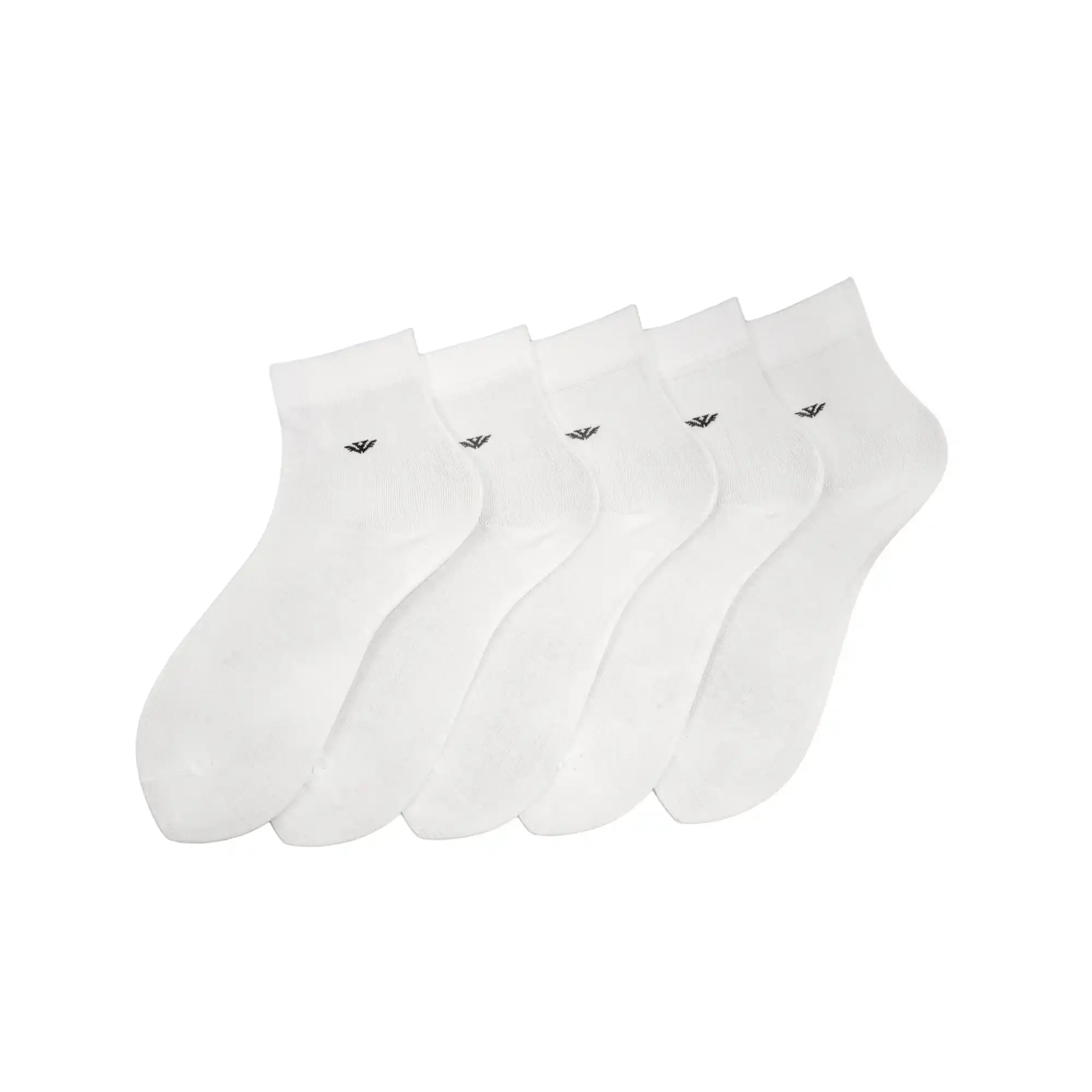 Young Wings Men's White Colour Cotton Fabric Solid Ankle Length Socks - Pack of 5, Style no. 2400-M1