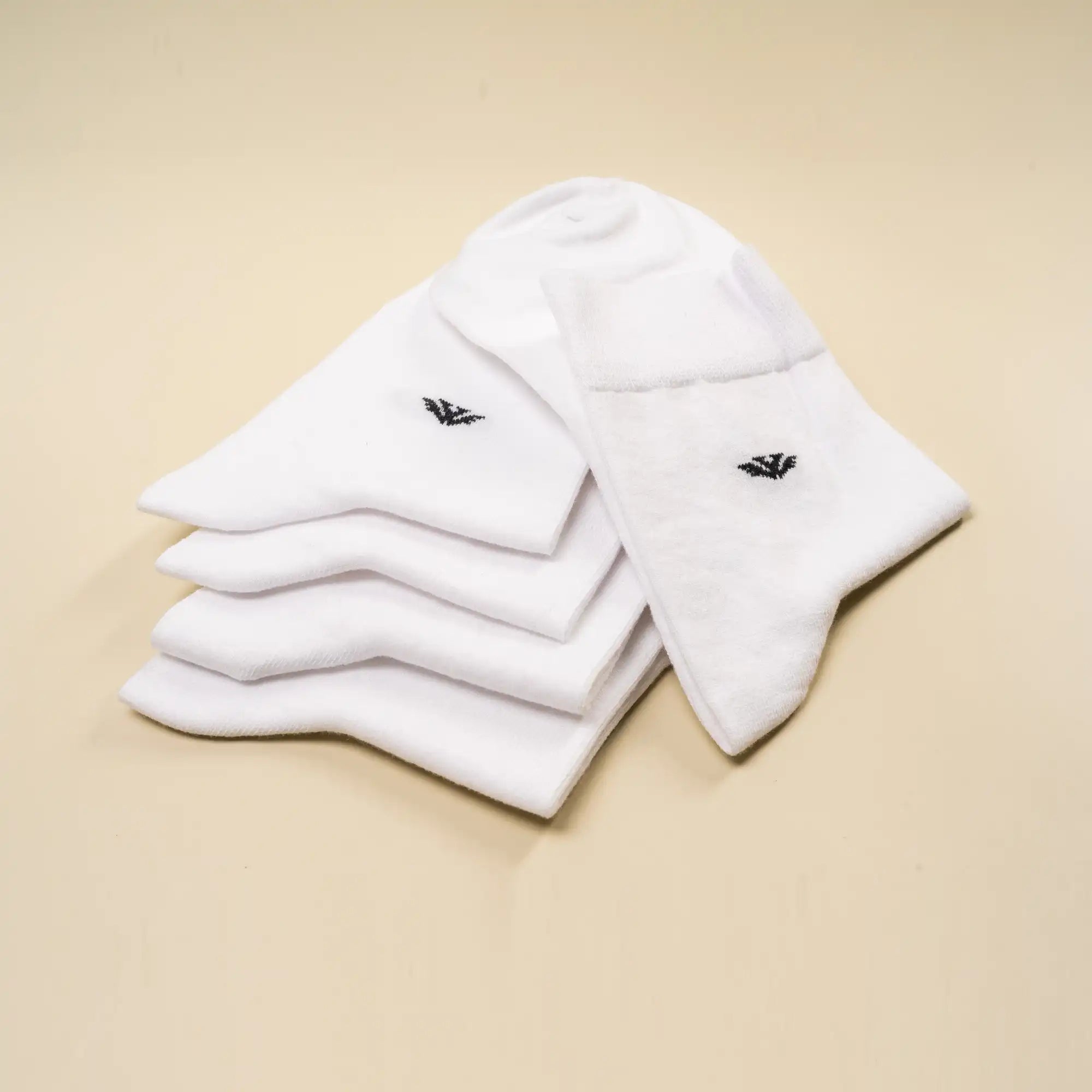 Young Wings Men's White Colour Cotton Fabric Solid Ankle Length Socks - Pack of 5, Style no. 2400-M1